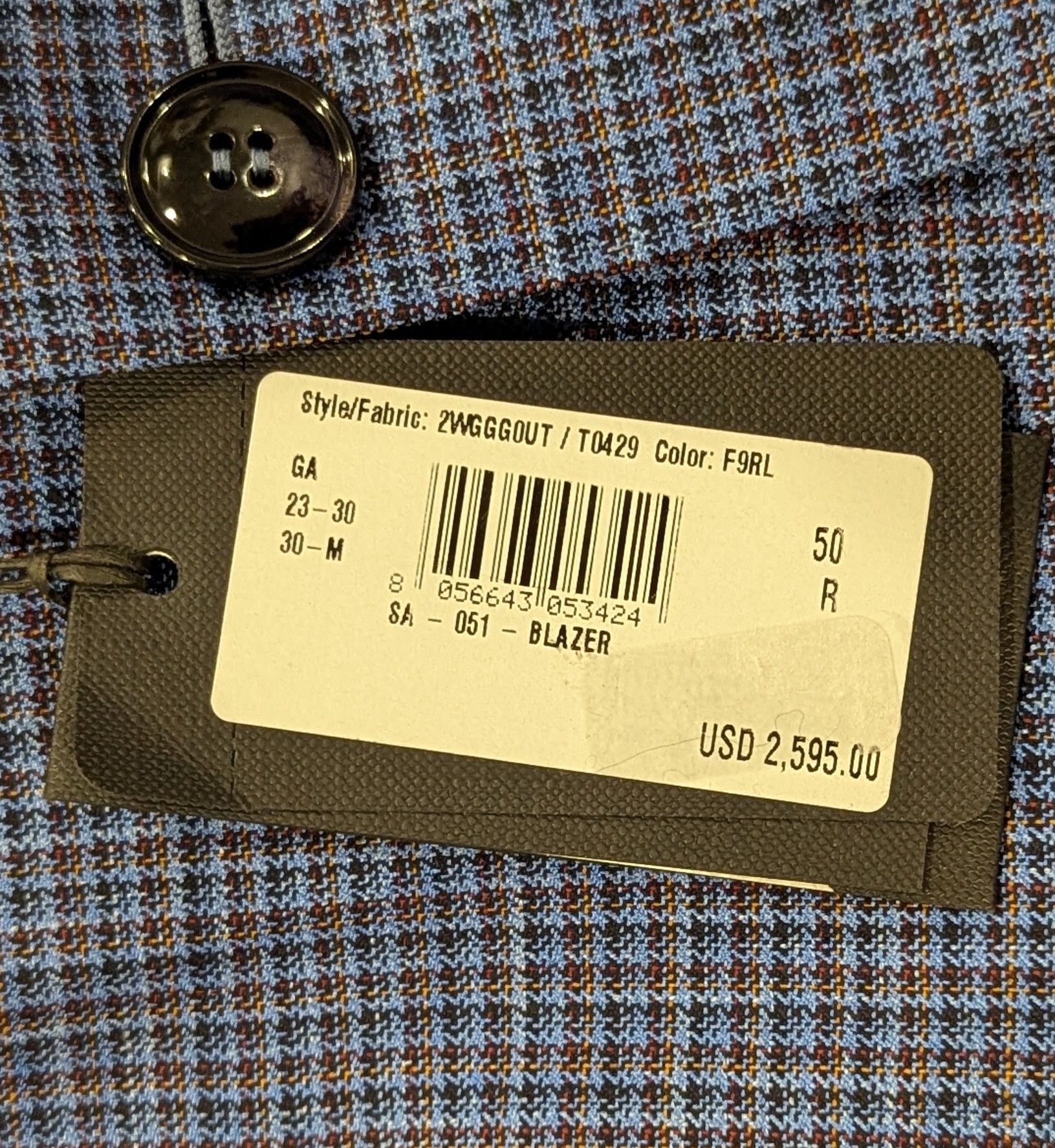 Giorgio Armani GIORGIO ARMANI Wool/Silk/Linen Check Blazer Blue 50 US 40R Size 40R - 10 Thumbnail