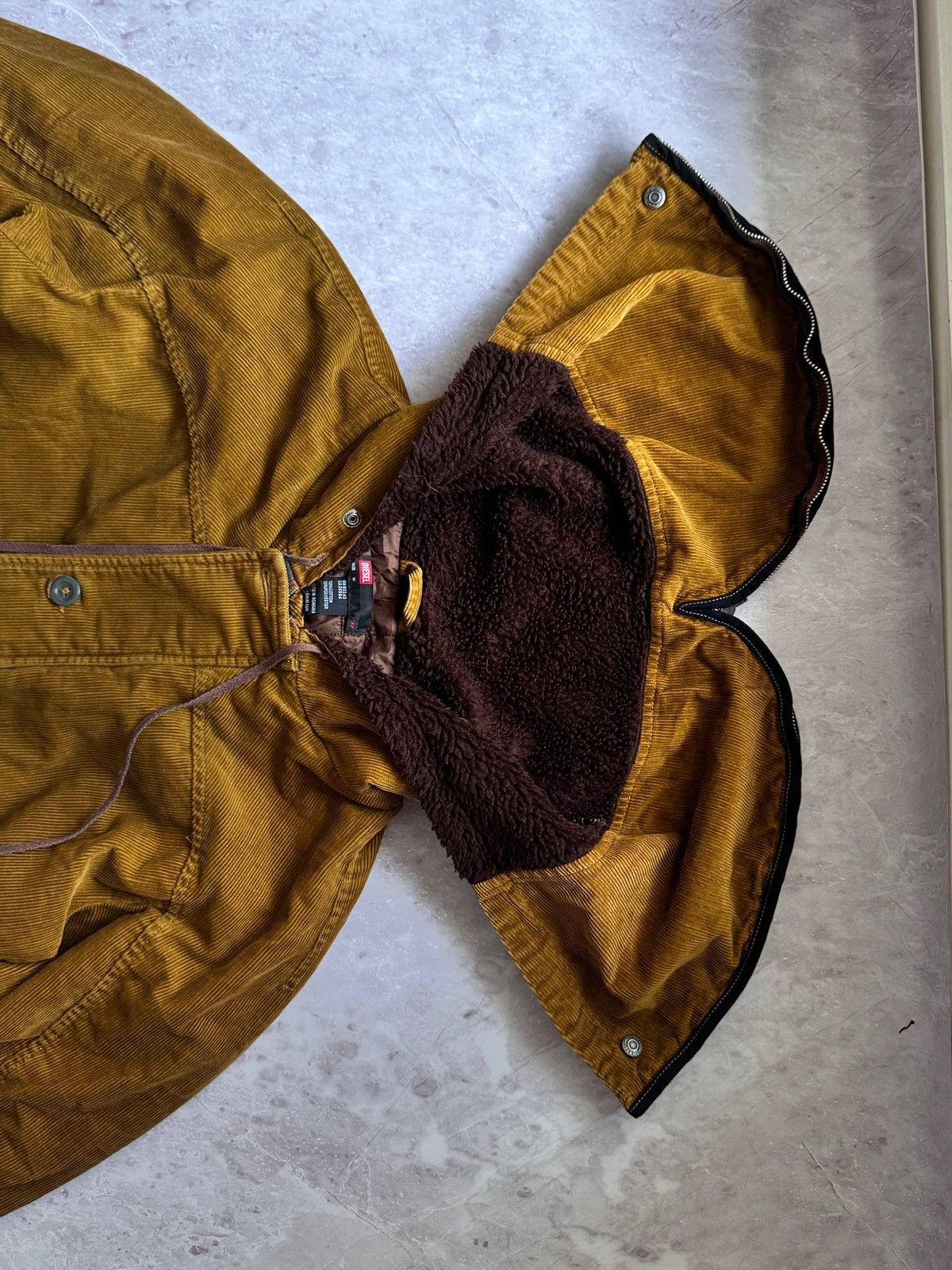 Diesel corduroy parka Jacket mustard brown size M lampo