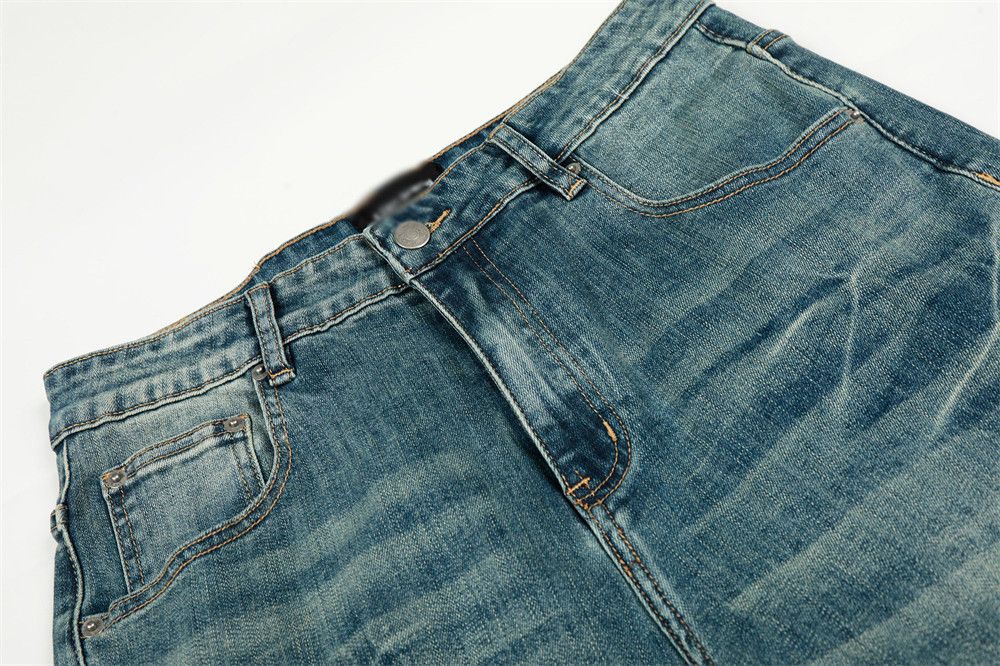 Jean Vintage washed casual loose men's distressed straight jeans Size US 32 / EU 48 - 3 Thumbnail