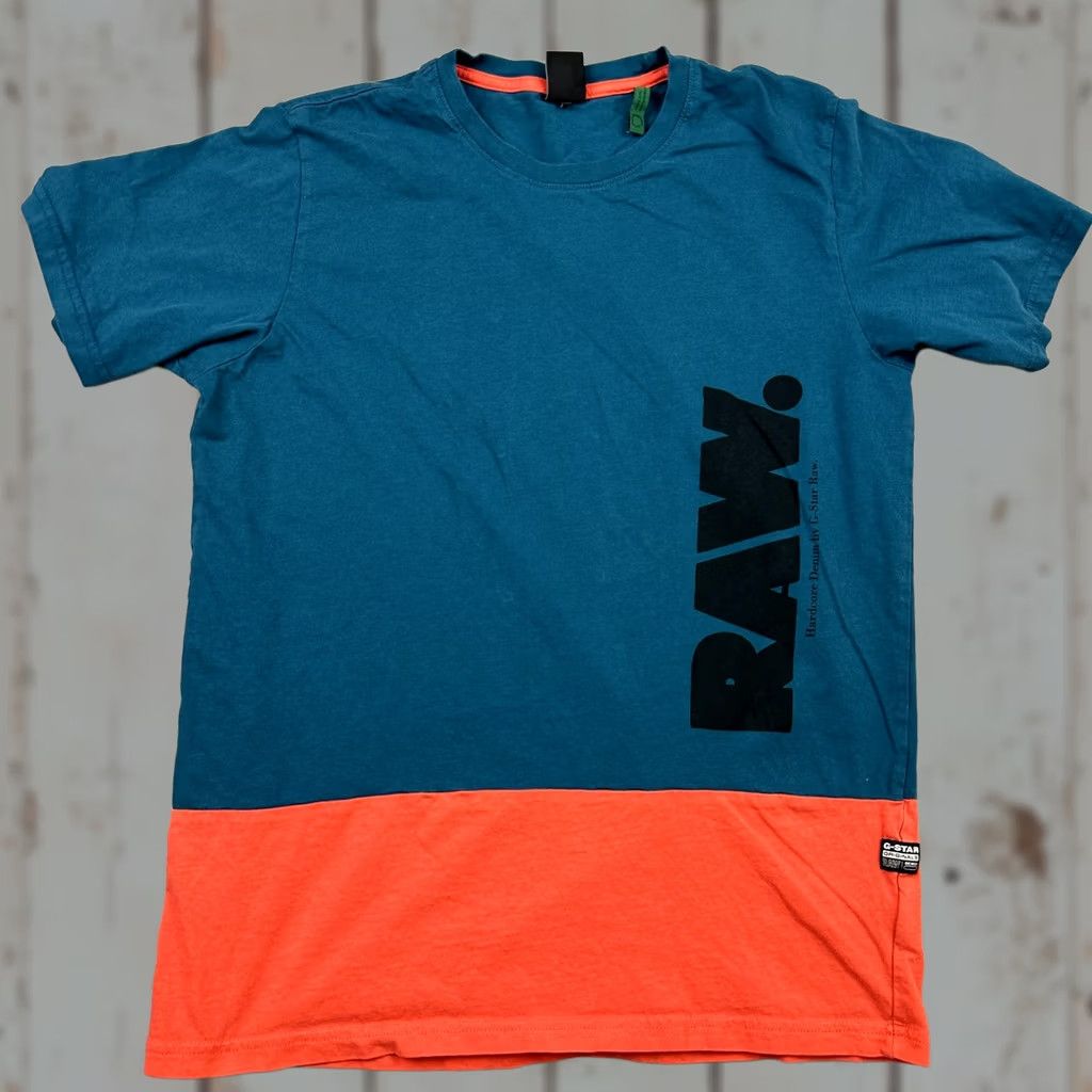 G-Star G-Star RAW Shirt Men Medium Blue Colorblock Logo RAW Originals Denim Crew Tee M Size US M / EU 48-50 / 2 - 1 Thumbnail