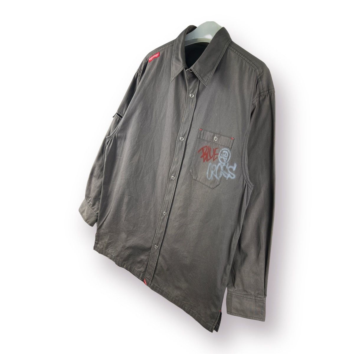 Other 🔥 Blue Cross 964 Skull Skating shirt Snap button - L Size US M / EU 48-50 / 2 - 3 Thumbnail