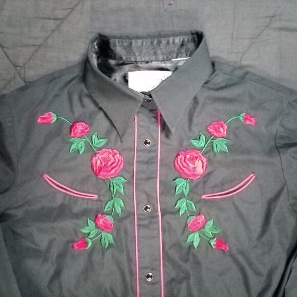 Vintage Roper Roses Embroidered Western Button Shirt