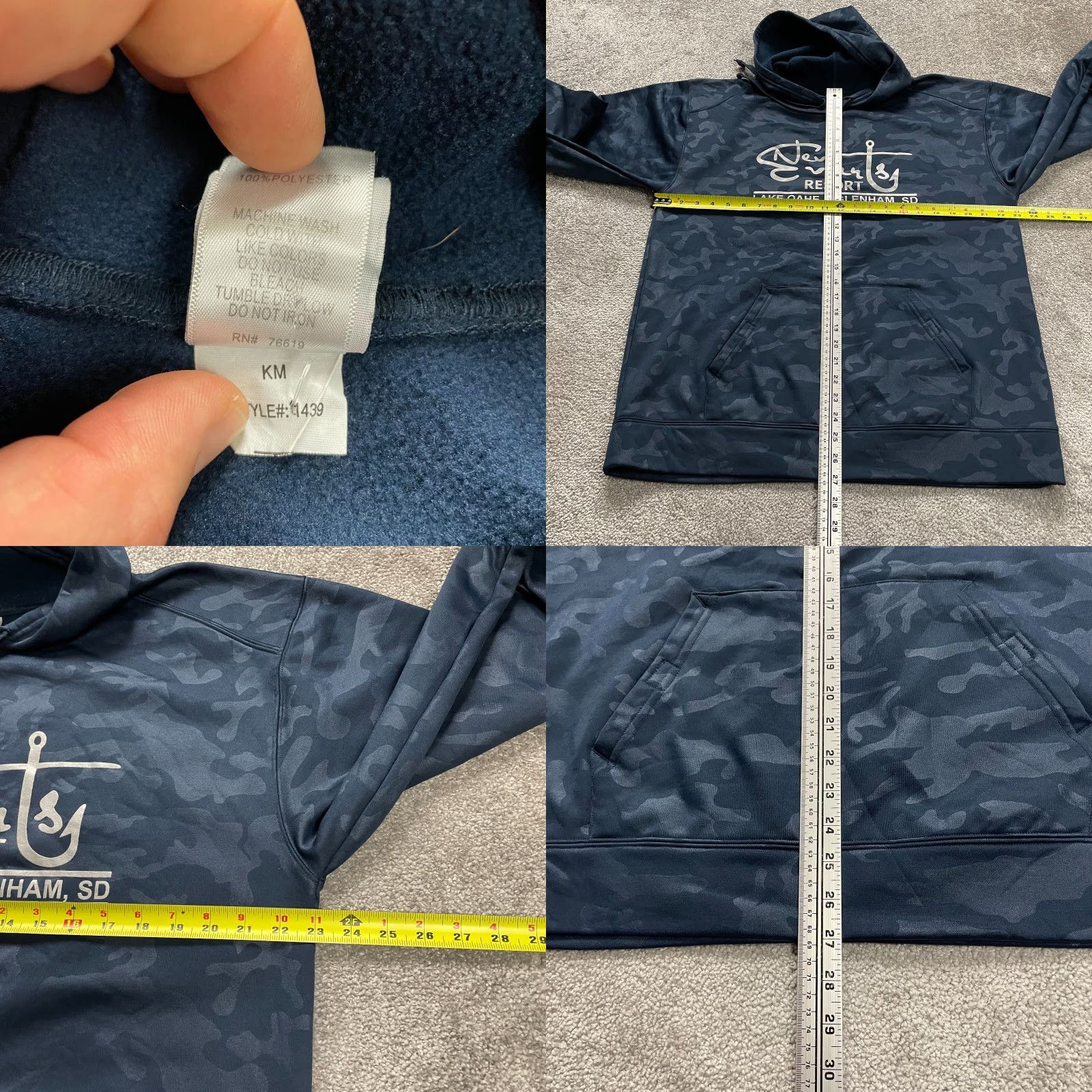 Vintage Badger Hoodie Pullover Sweatshirt Mens Large Blue Camouflage Logo Fleece Graphic Shirt Size US L / EU 52-54 / 3 - 8 Thumbnail