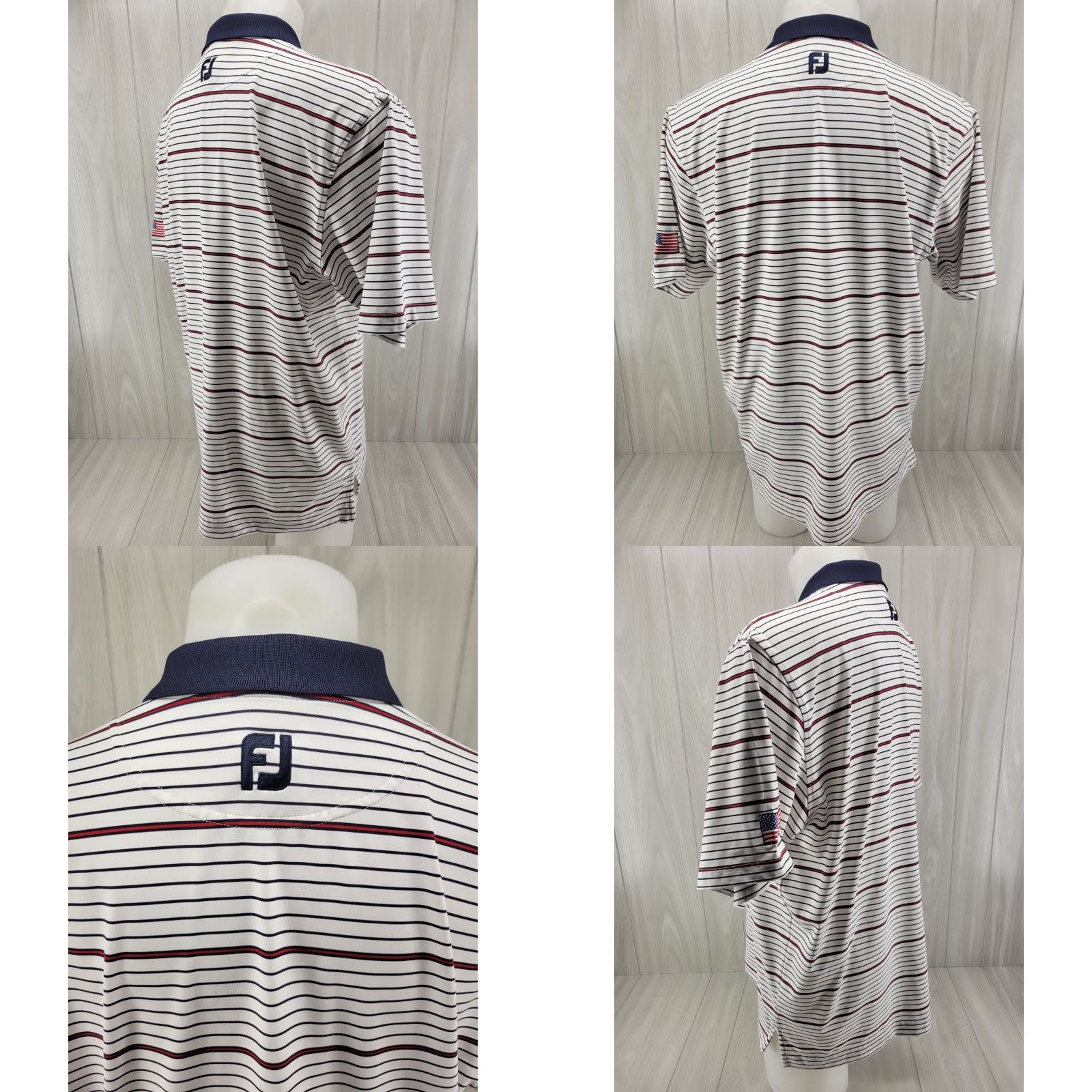 Footjoy FootJoy Polo Shirt M S Size L White Red Striped Logo US Flag Vintage No Size US L / EU 52-54 / 3 - 8 Thumbnail