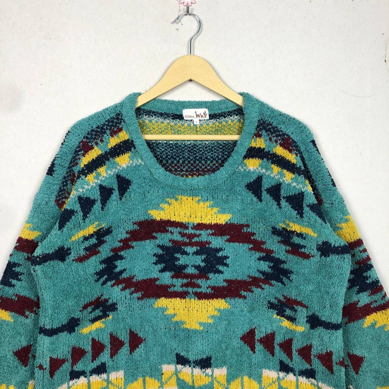 Native × Vintage Vintage Titicaca Navajo Aztec Native Wool Knitwear Size US L / EU 52-54 / 3 - 3 Thumbnail