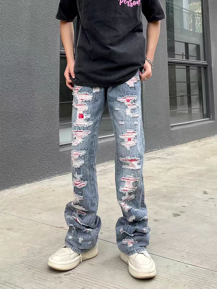 Jean × Streetwear Aged micro flare hip hop cut off jeans | Grailed