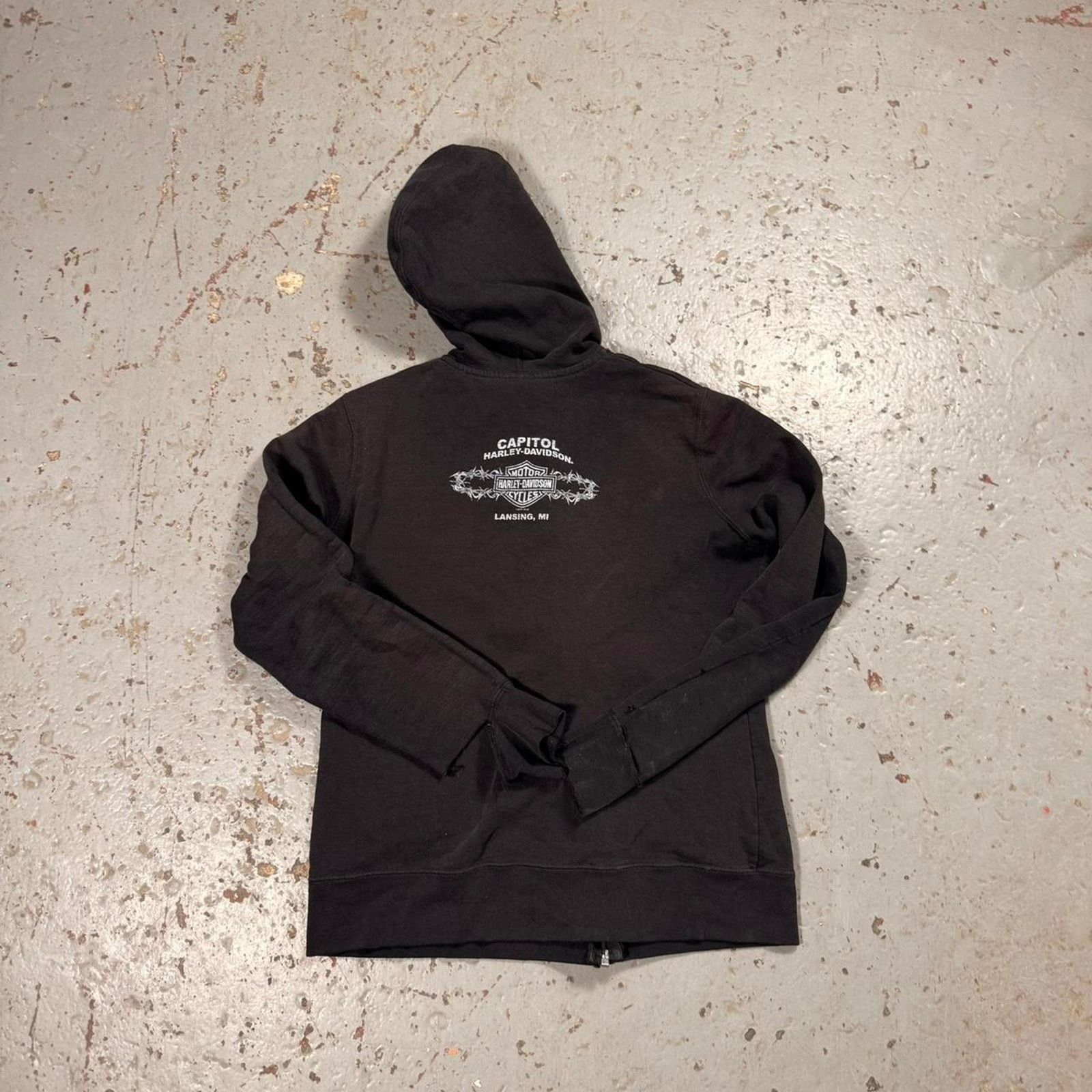 Harley Davidson Black thrashed harley davidson Zipup Hoodie Size M / US 6-8 / IT 42-44 - 5 Thumbnail