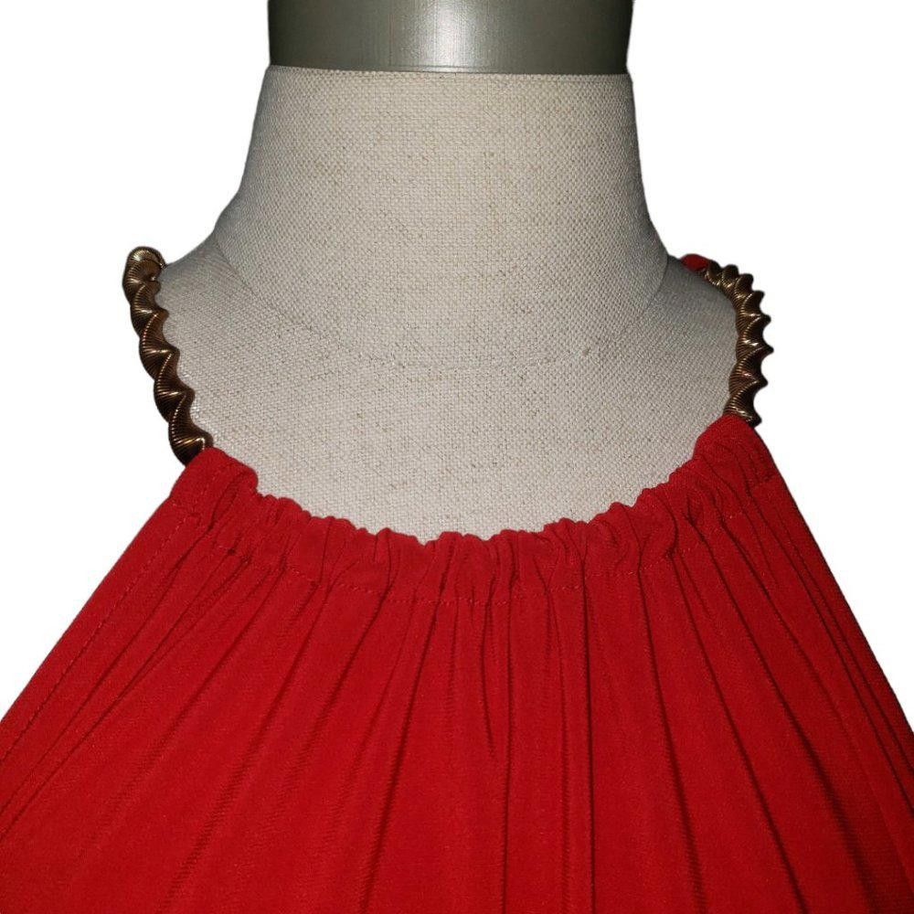Designer CT481a Red Ladies Red Midi Sleeveless Dress L Size L / US 10 / IT 46 - 3 Thumbnail