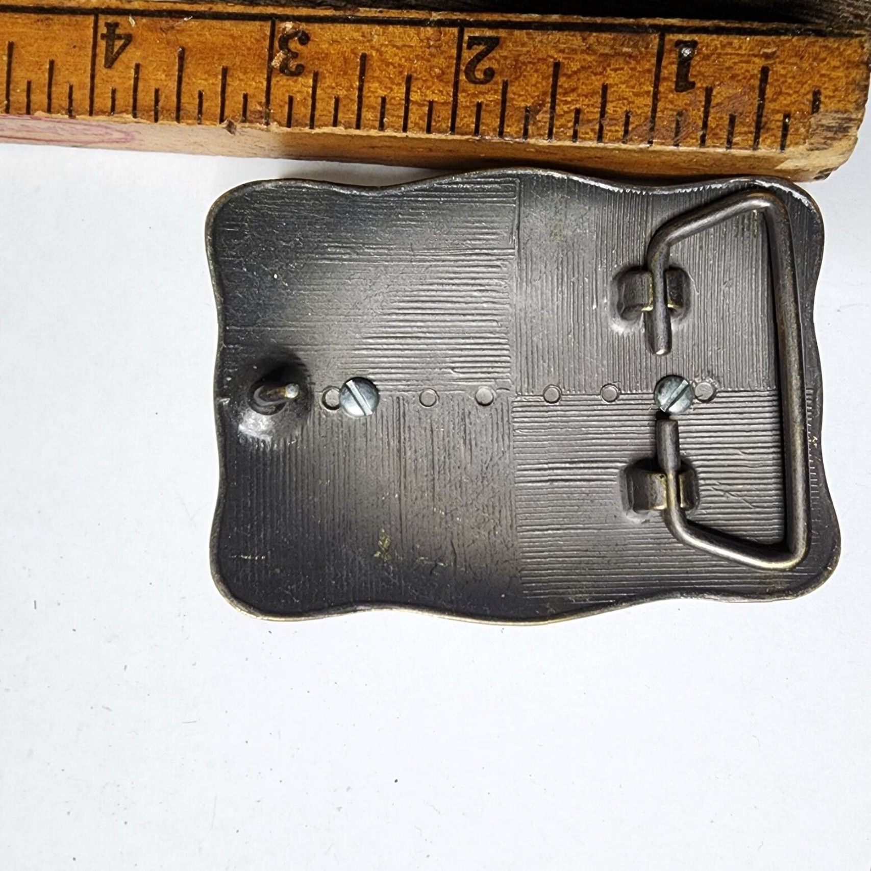 Vintage VINTAGE Square Dance Belt Buckle White With Real Gold Flakes Belt Buckle 1980s Gold Mens/Unisex? Size ONE SIZE - 3 Thumbnail