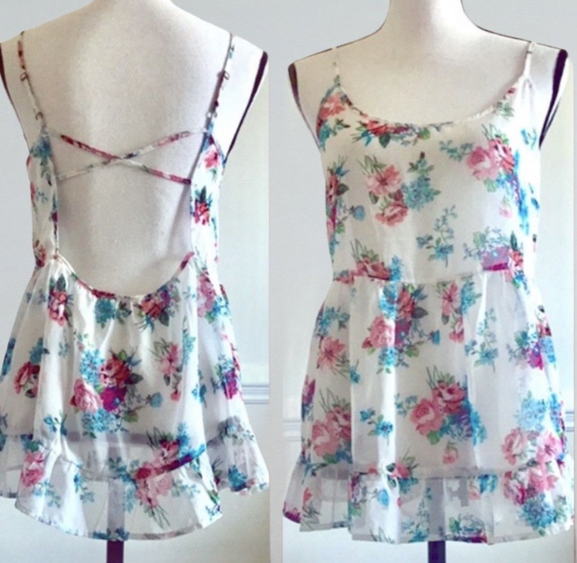 Other OPEN BACK SEMI SHEER FLORAL PRINT TANK TOP SIZE M Size M / US 6-8 / IT 42-44 - 1 Thumbnail
