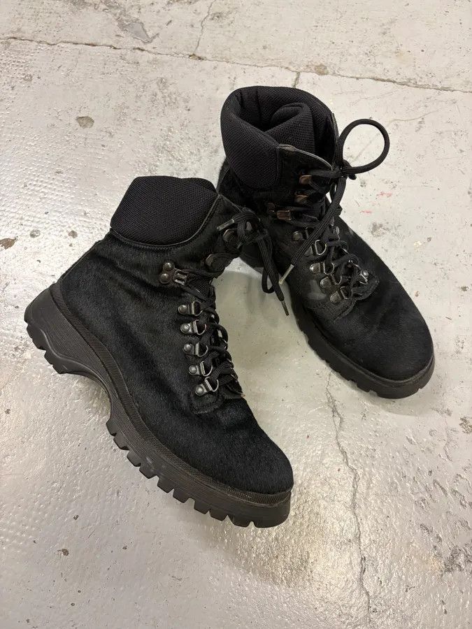 Prada FW1999 Prada Black High Ponyhair Leather Vibram Boots Size US 8 / IT 38 - 5 Thumbnail