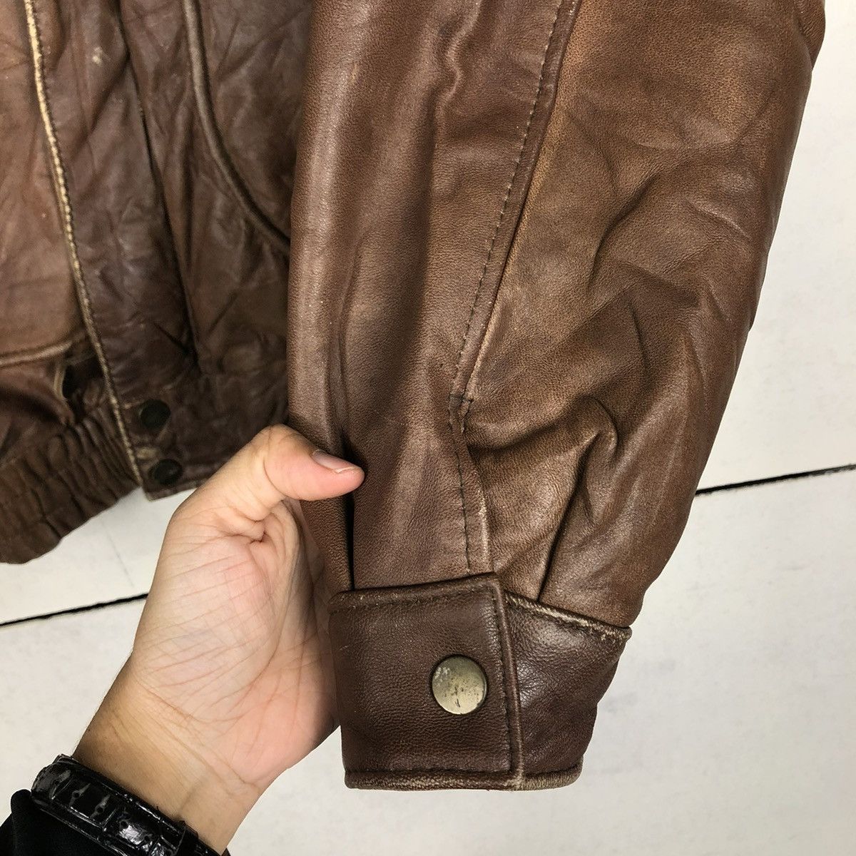 Japanese Brand 🔥VINTAGE JUMPER BOMBER LEATHER JACKET ISSEY MIYAKE Size US L / EU 52-54 / 3 - 14 Thumbnail