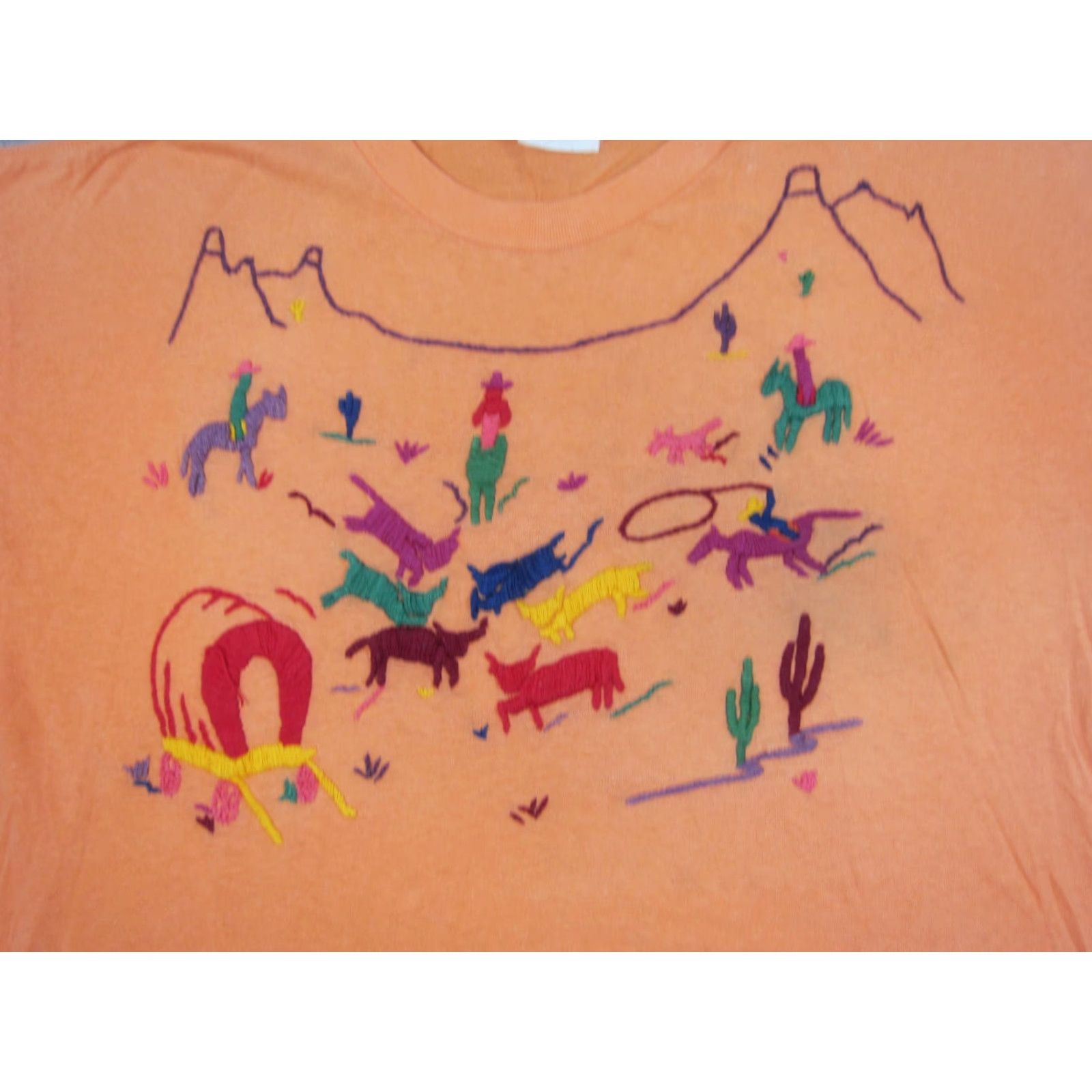 Native VINTAGE James Halber Shirt Mens XL Orange Short Sleeve Crew Neck Cotton Knit Embroidered 90s City Classic Outdoor All Seasons Womens Mens Boys Girls Size US XL / EU 56 / 4 - 2 Thumbnail