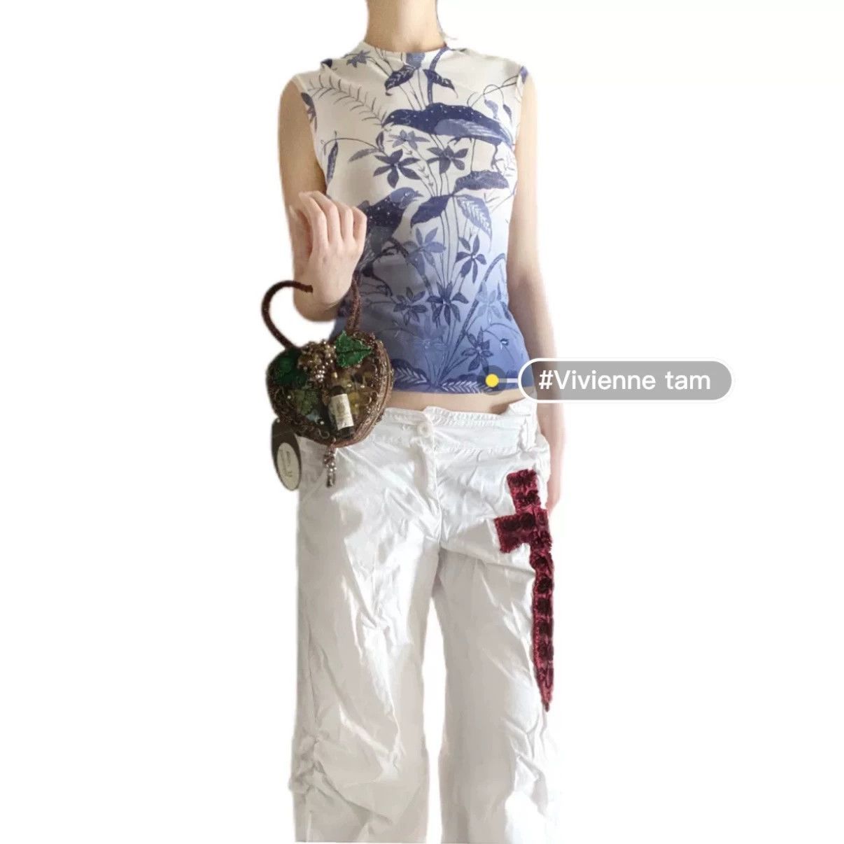 Vivienne Tam Vivienne Tam SS05 Blue Floral Mesh Vest Size 0 Size XS / US 0-2 / IT 36-38 - 5 Thumbnail