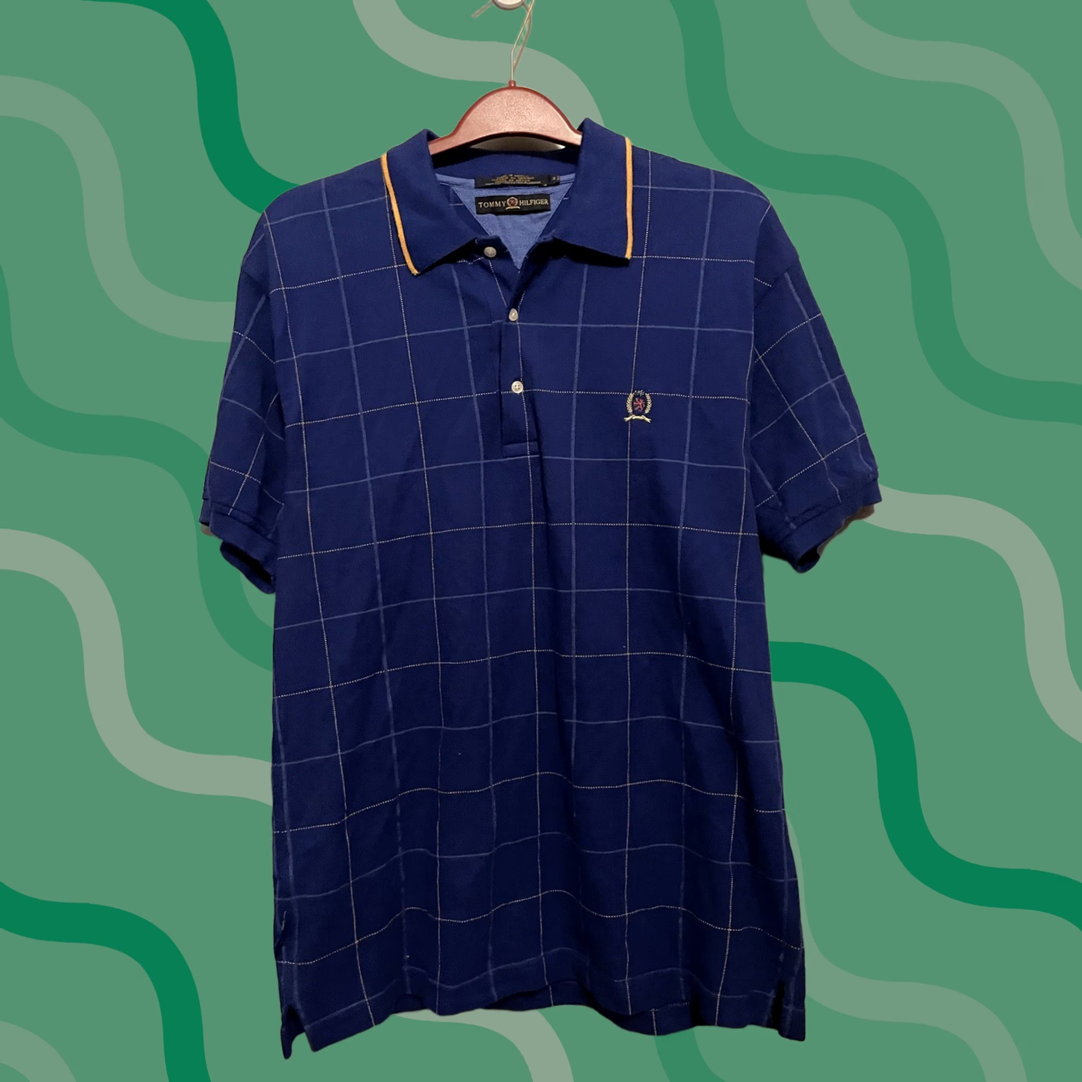 Tommy Hilfiger VINTAGE Tommy Hilfiger Polo Shirt Men’s M Regular Short Sleeve Collared Geometric Blue 100% Cotton Golf Size US M / EU 48-50 / 2 - 1 Thumbnail