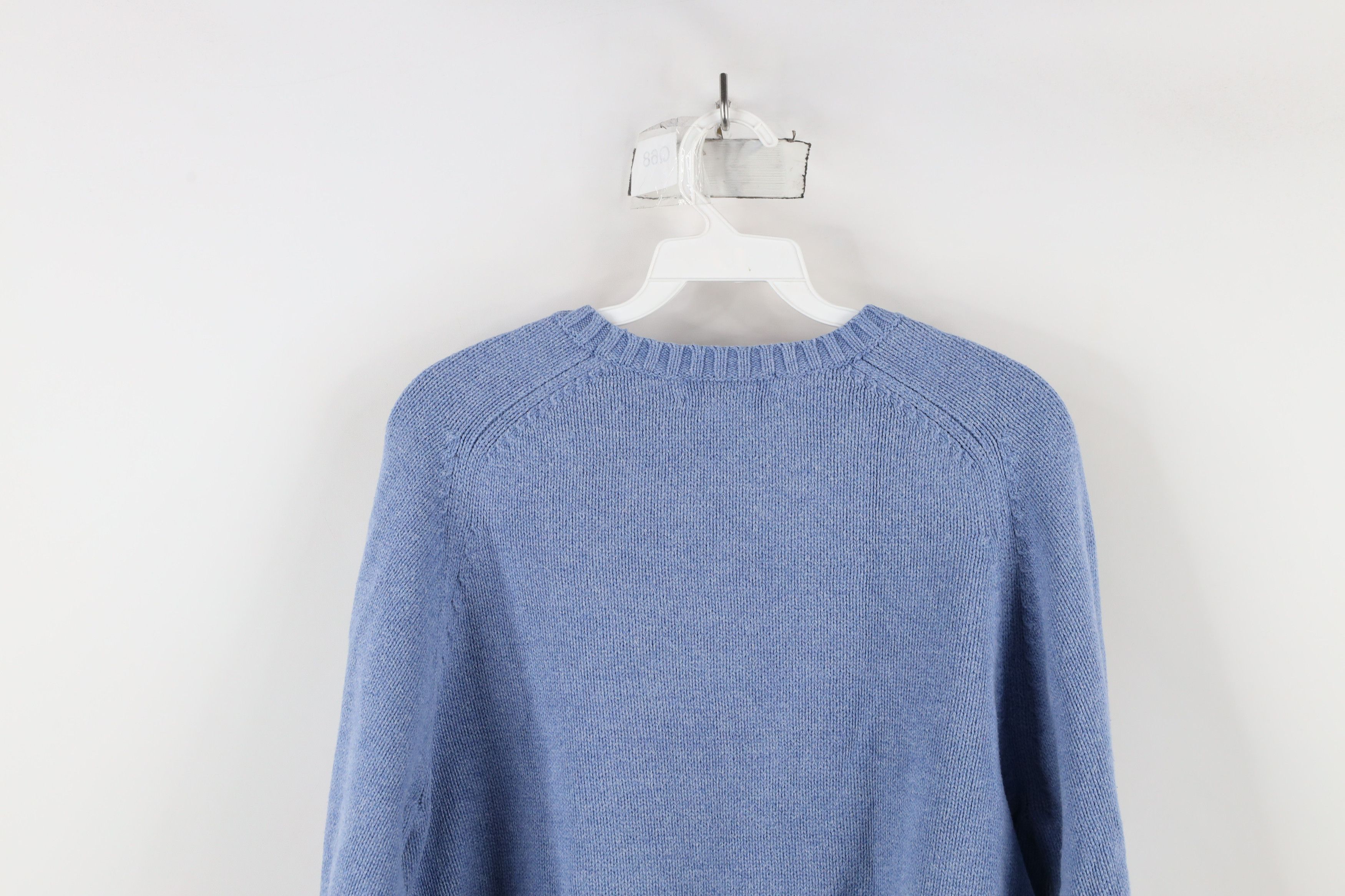 Lands' End × Vintage Vintage 90s Lands End Blank Cotton Knit Sweater Blue Japan Size L / US 10 / IT 46 - 8 Thumbnail