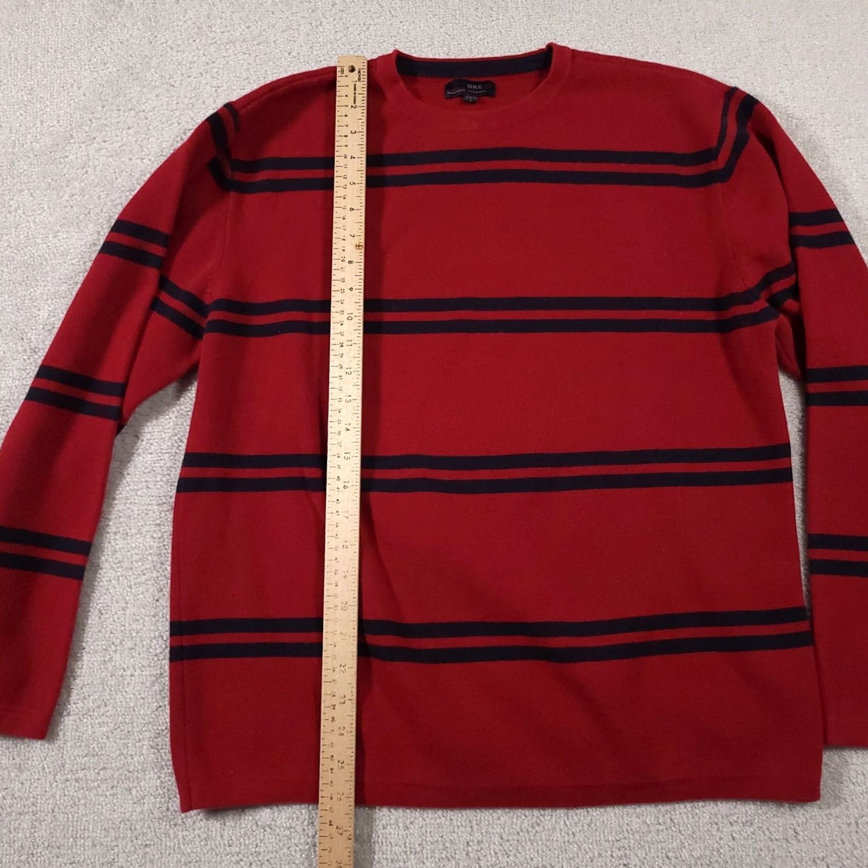 Vintage VINTAGE Buckle BKE 67 Mens Large Red Striped Pullover Sweater Crew Neck Knit Size US L / EU 52-54 / 3 - 7 Thumbnail