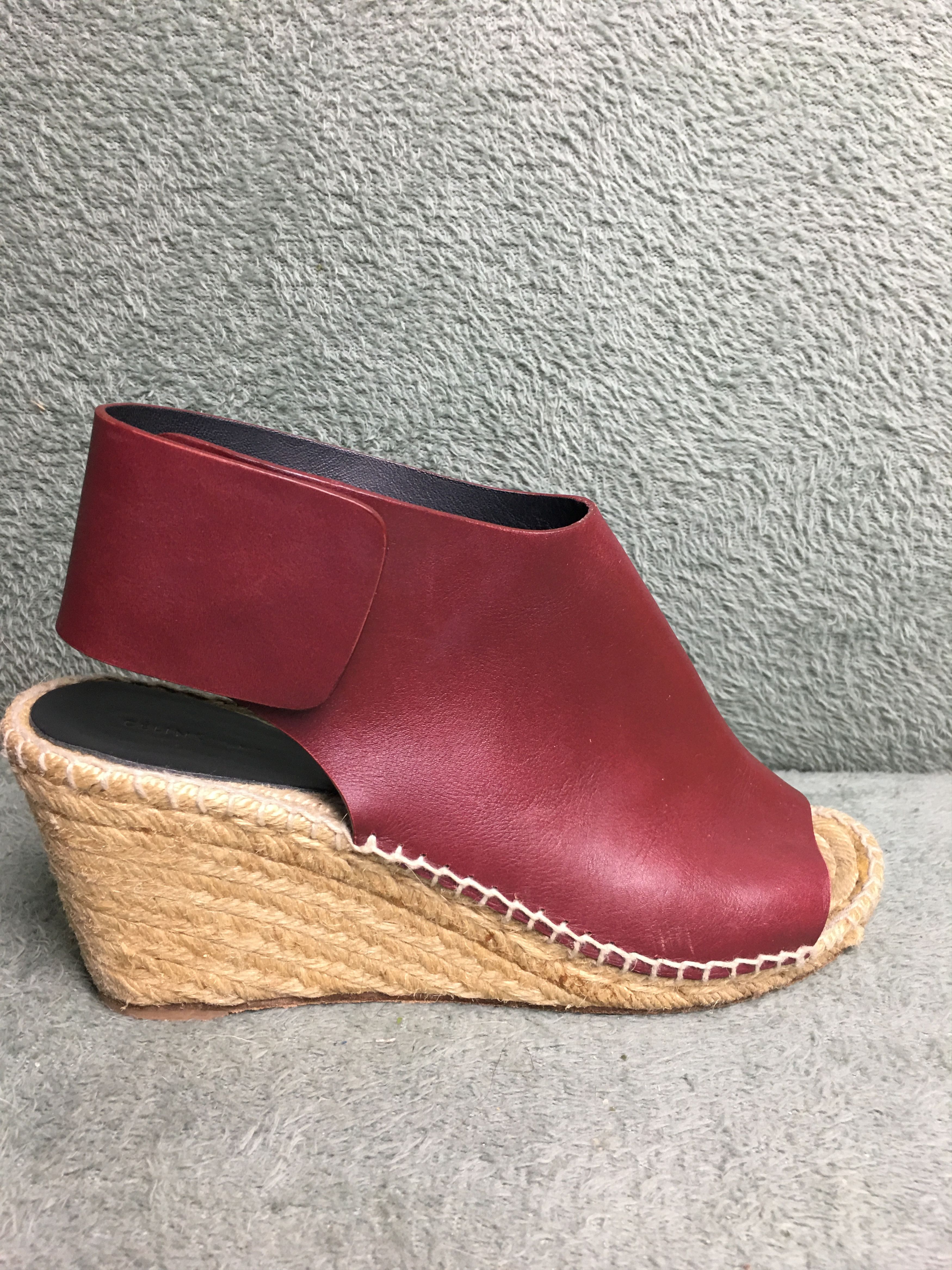 Celine Celine Burgundy Leather Wedge Espadrilles Sandals Size 39 Size US 9 / IT 39 - 7 Thumbnail