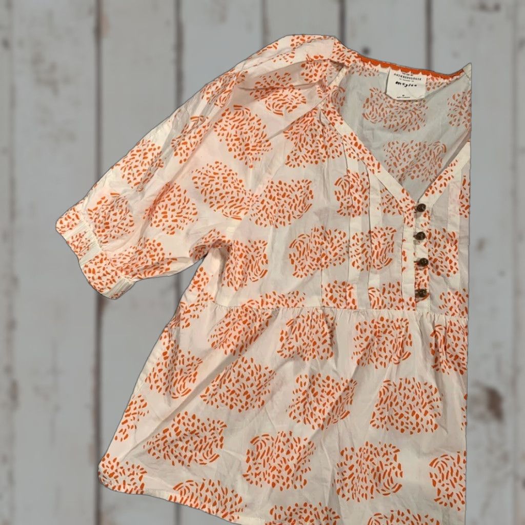 Anthropologie Anthropologie Blouse Orange Woman PP Petites White and Orange SP Moglea The art of Anthropologie Size XXS / US 00 / IT 34 - 1 Thumbnail