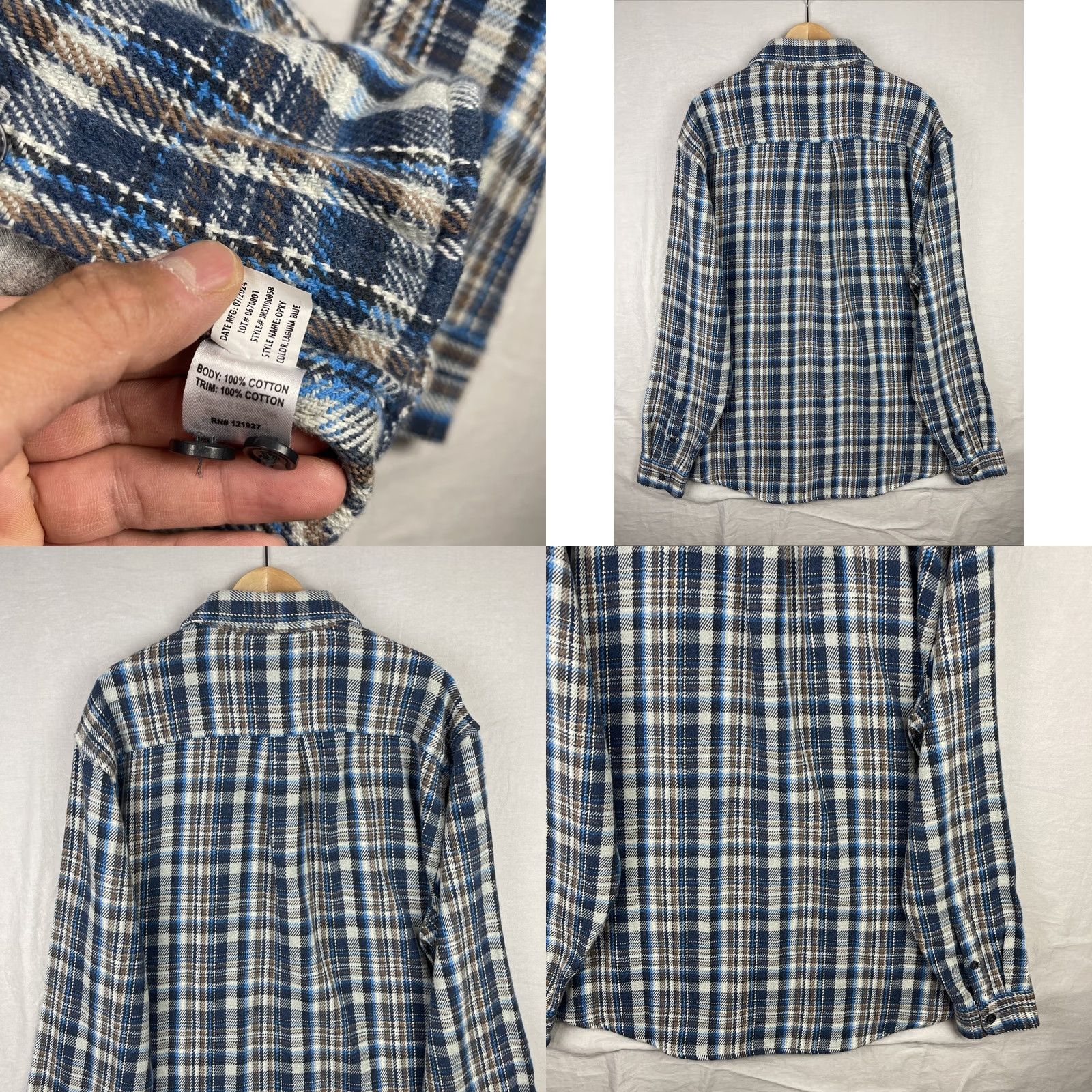 johnnie-O Johnnie O Jacket Mens XL Plaid Flannel Shacket Laguna Blue Heavyweight Size US XL / EU 56 / 4 - 9 Thumbnail