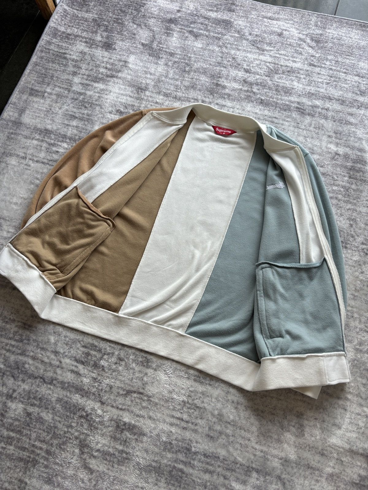 Supreme SS18 Supreme Velour Zip Up Jacket Tan Blue Small 2018 Size US M / EU 48-50 / 2 - 2 Thumbnail