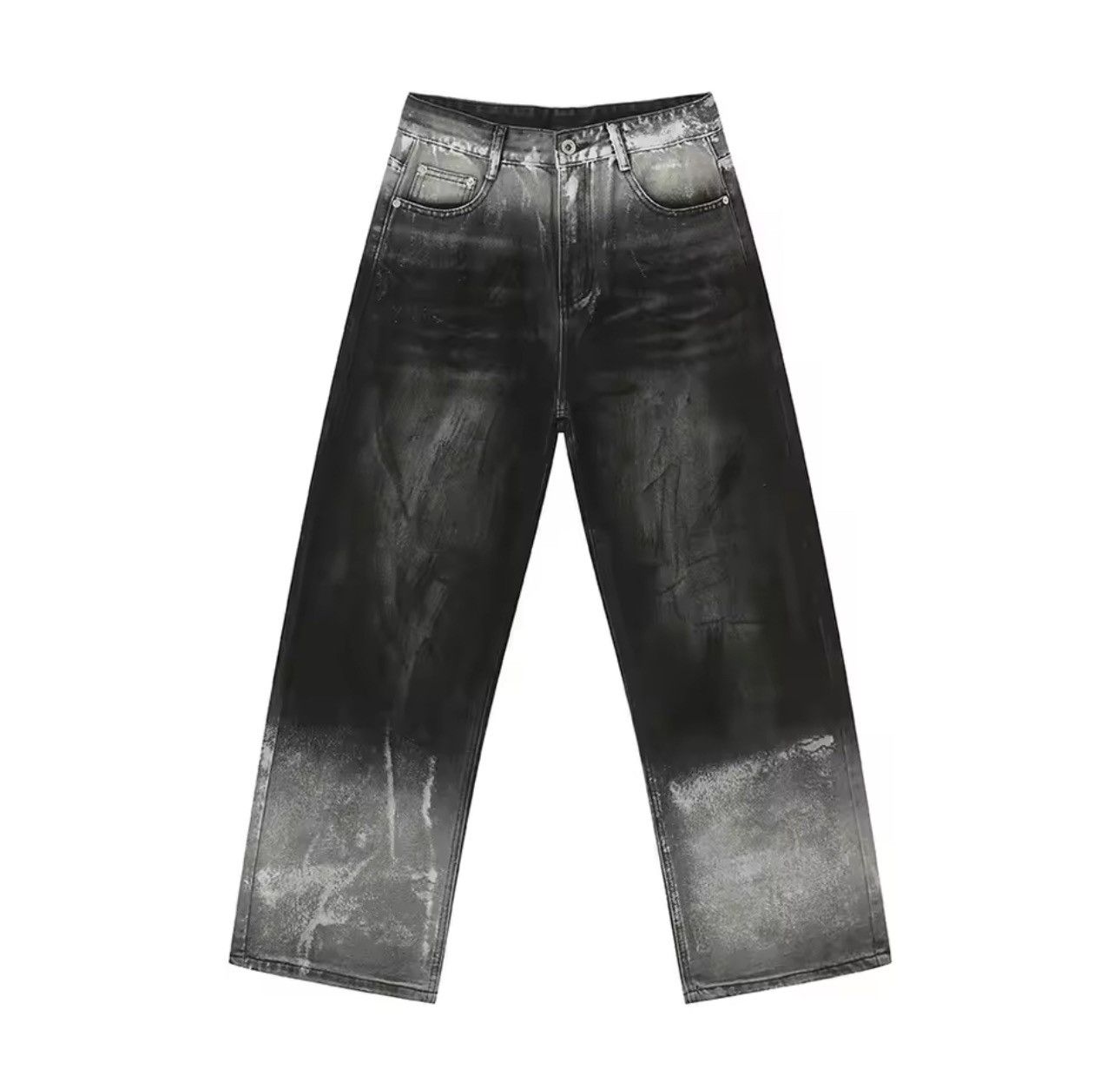Designer × Vintage Streetwear Gradient Design Loose Straight Washed Jeans Size US 28 / EU 44 - 7 Thumbnail