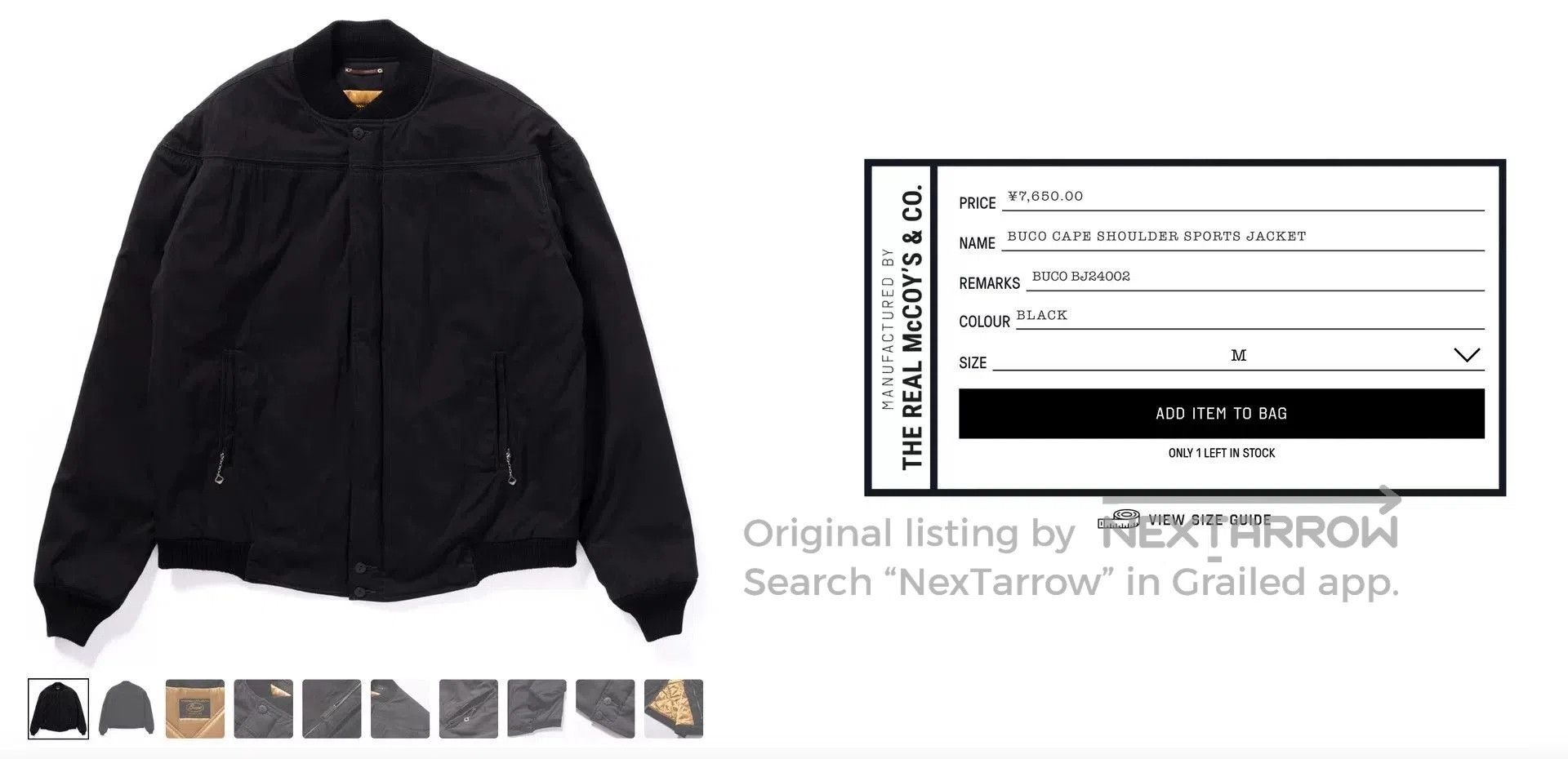 The Real McCoy's Real McCoy's Buco Black Jacket, Size XL. Size US XL / EU 56 / 4 - 6 Thumbnail