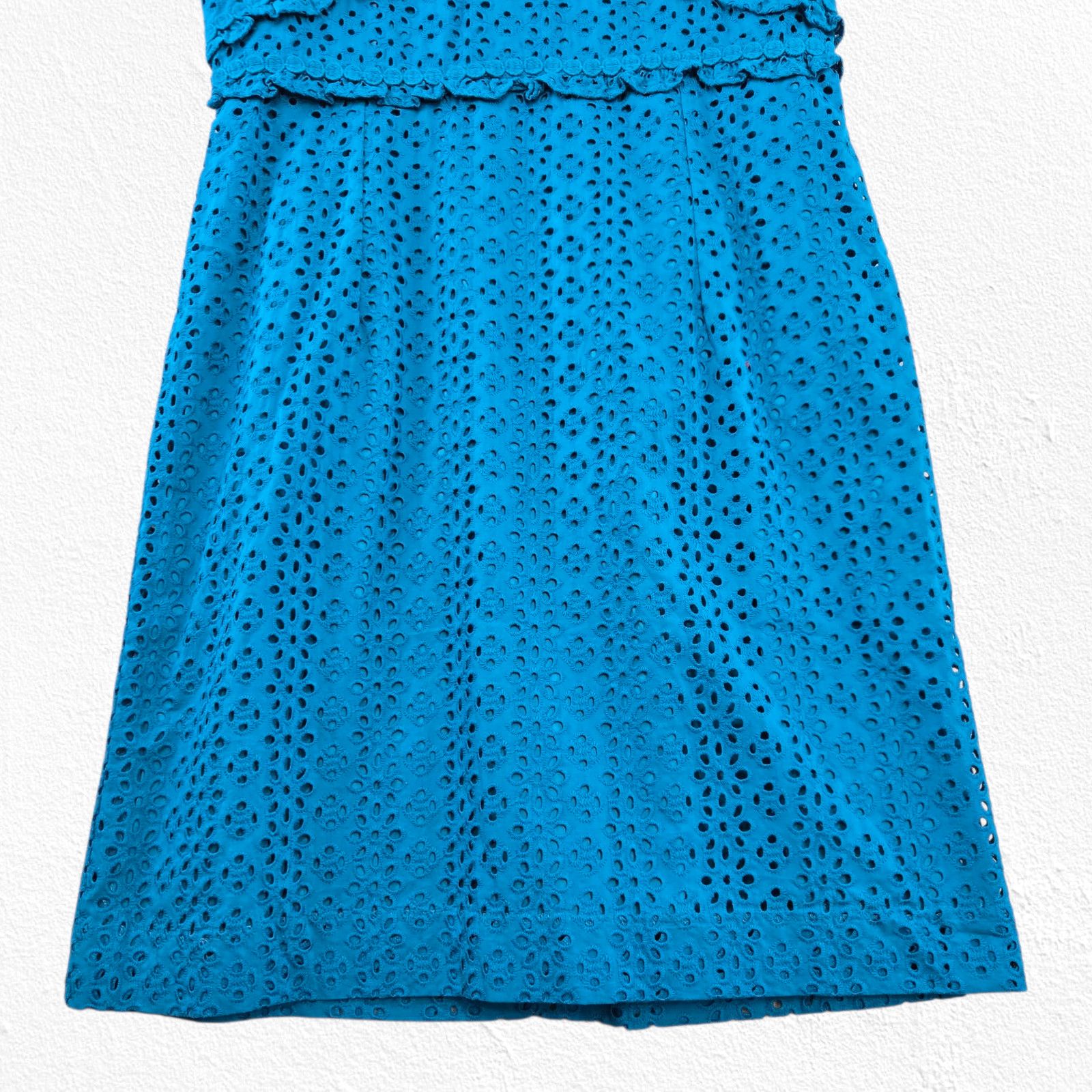 Lilly Pulitzer Lilly Pulitzer Teal Kaylee Eyelet Sleeveless Dress Size 10 Size L / US 10 / IT 46 - 4 Thumbnail