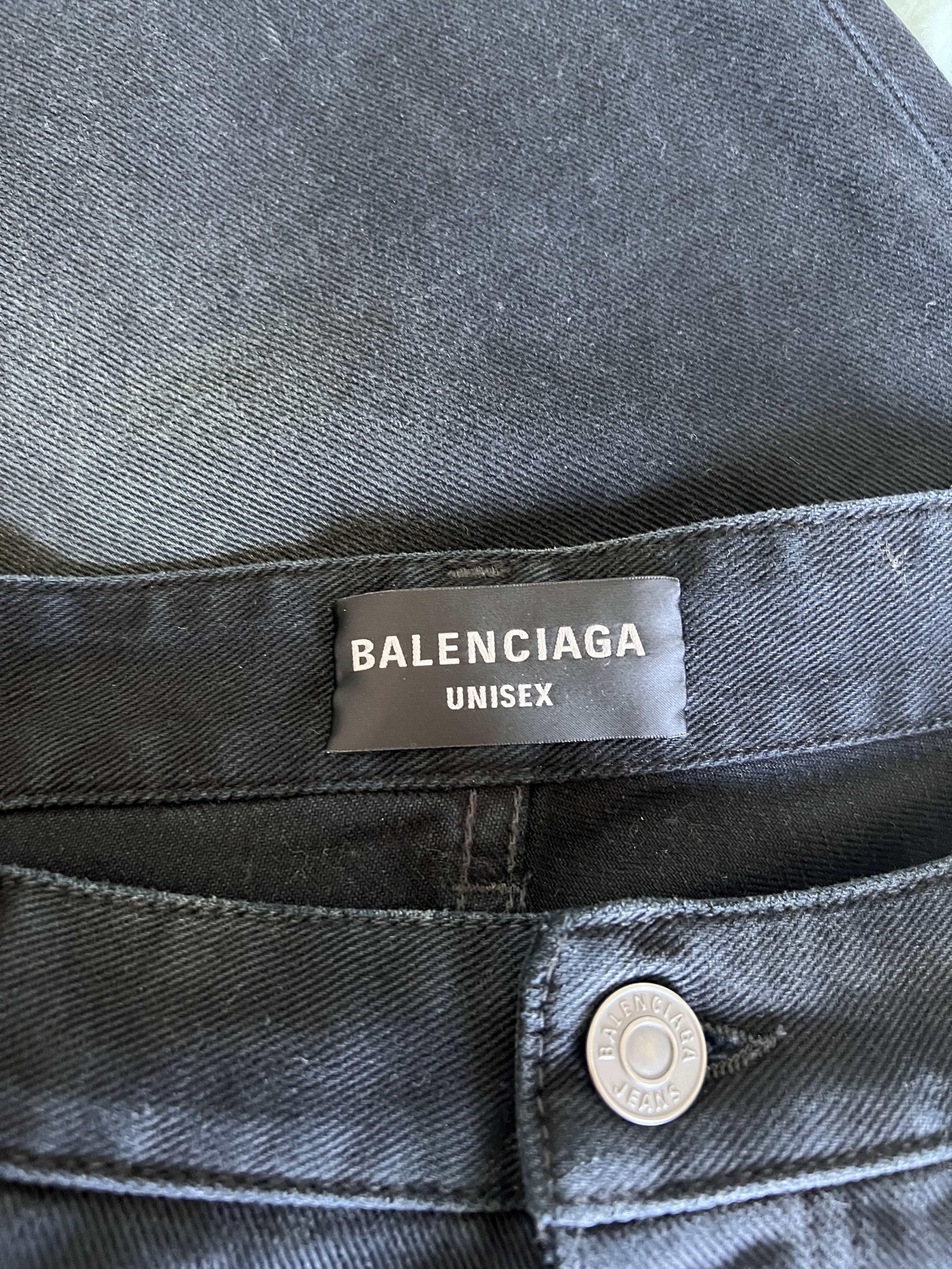 Balenciaga Balenciaga Embroidered Logo Baggy Denim in Black Size US 33 - 8 Thumbnail