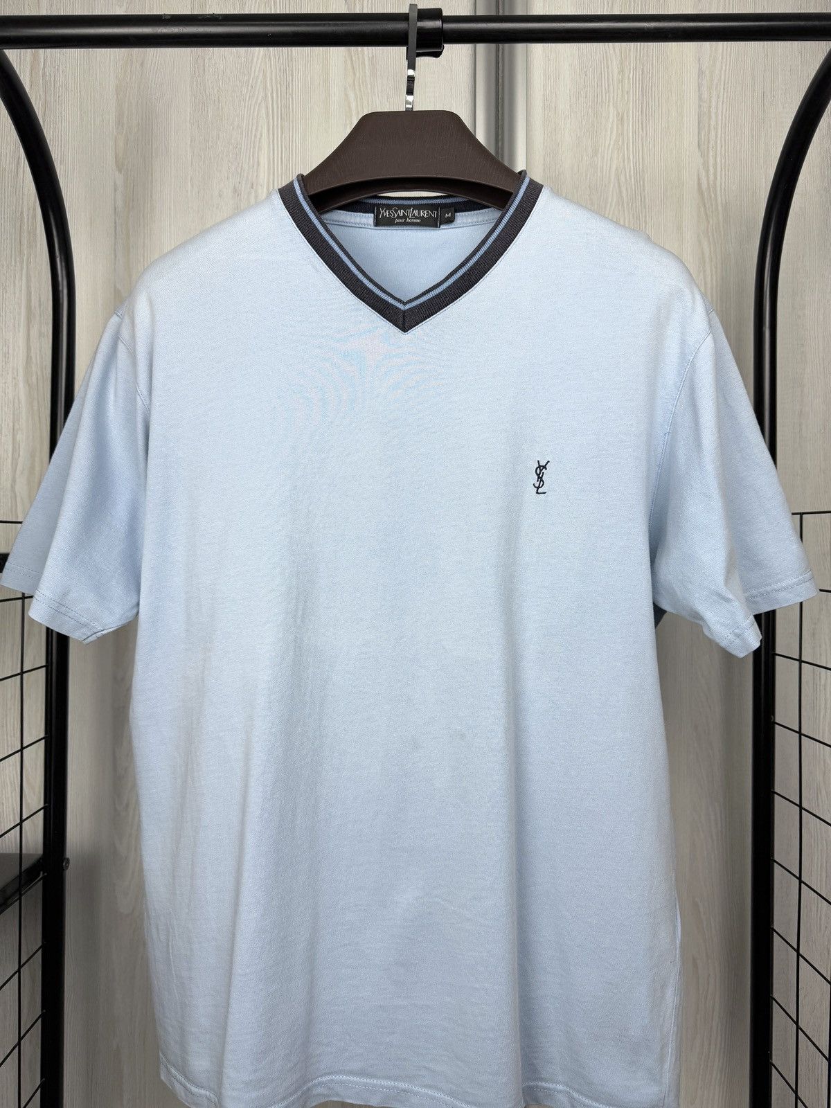 Yves Saint Laurent Yves Saint Laurent Pour Homme V-Neck Light blue tee shirt Size US M / EU 48-50 / 2 - 3 Thumbnail