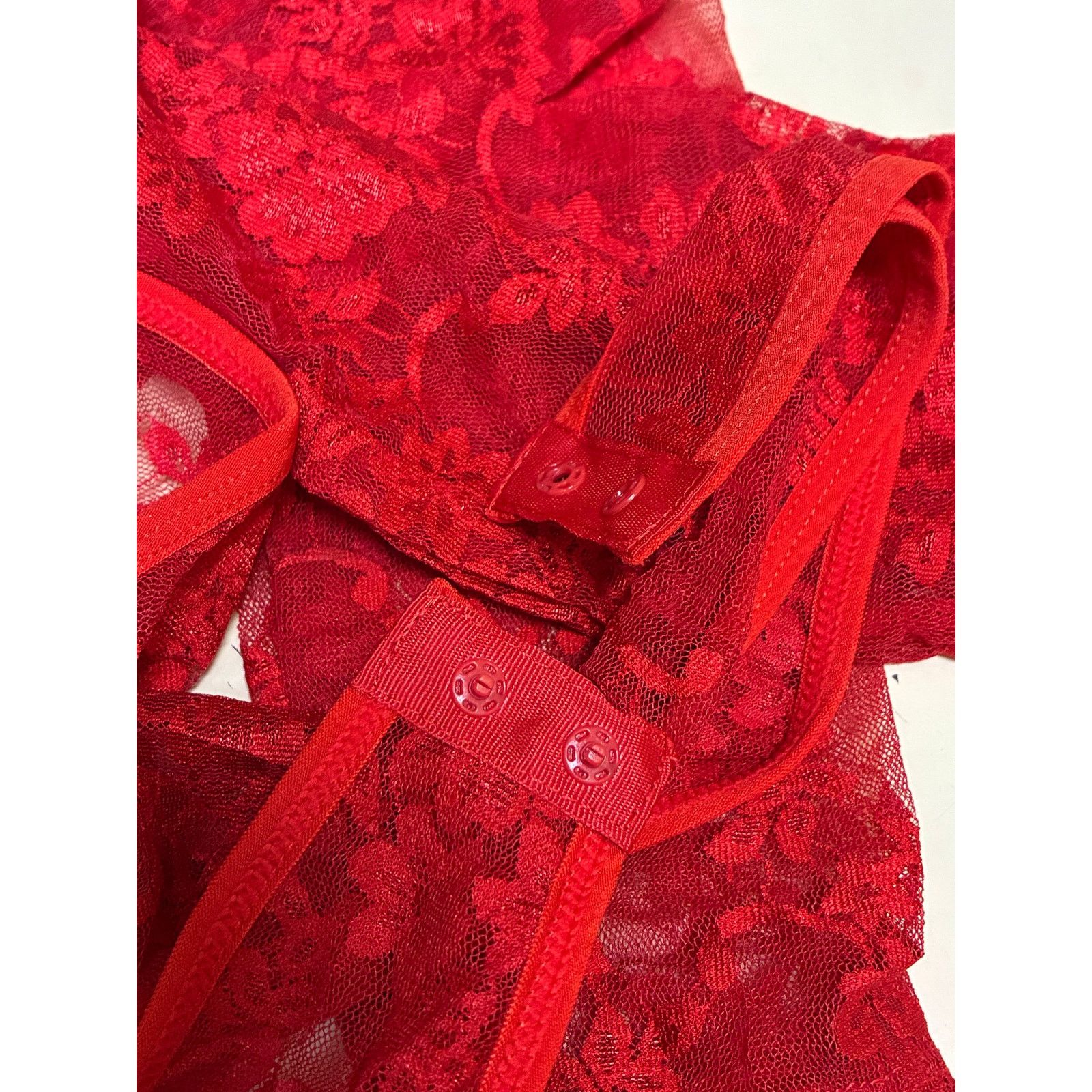 The Unbranded Brand Lace Long Sleeve Lingerie Bodysuit Avidlove Size Medium Red Size M / US 6-8 / IT 42-44 - 5 Thumbnail
