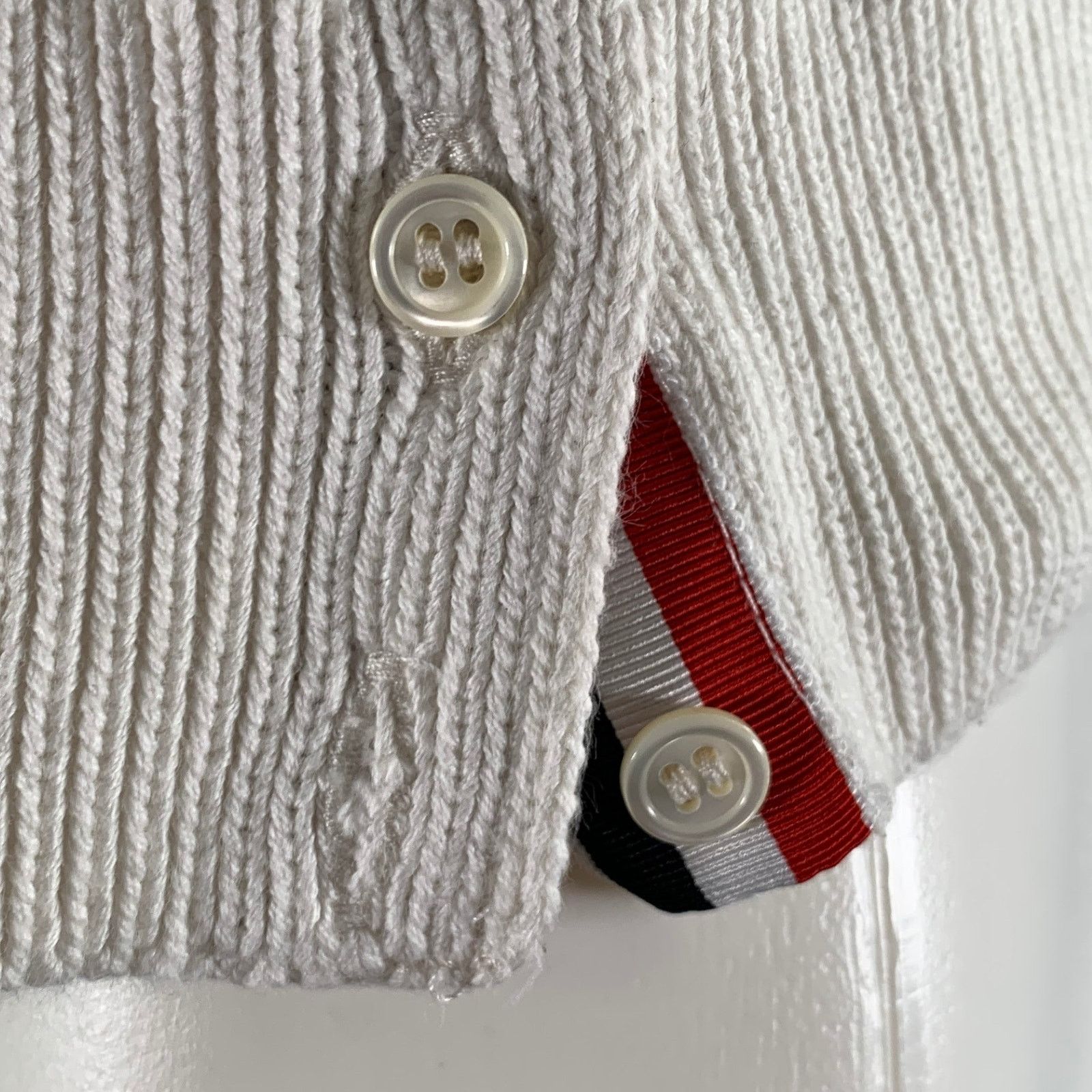 Thom Browne THOM BROWNE Size M White Grey Cotton Cable Knit Sweater Size US M / EU 48-50 / 2 - 5 Thumbnail