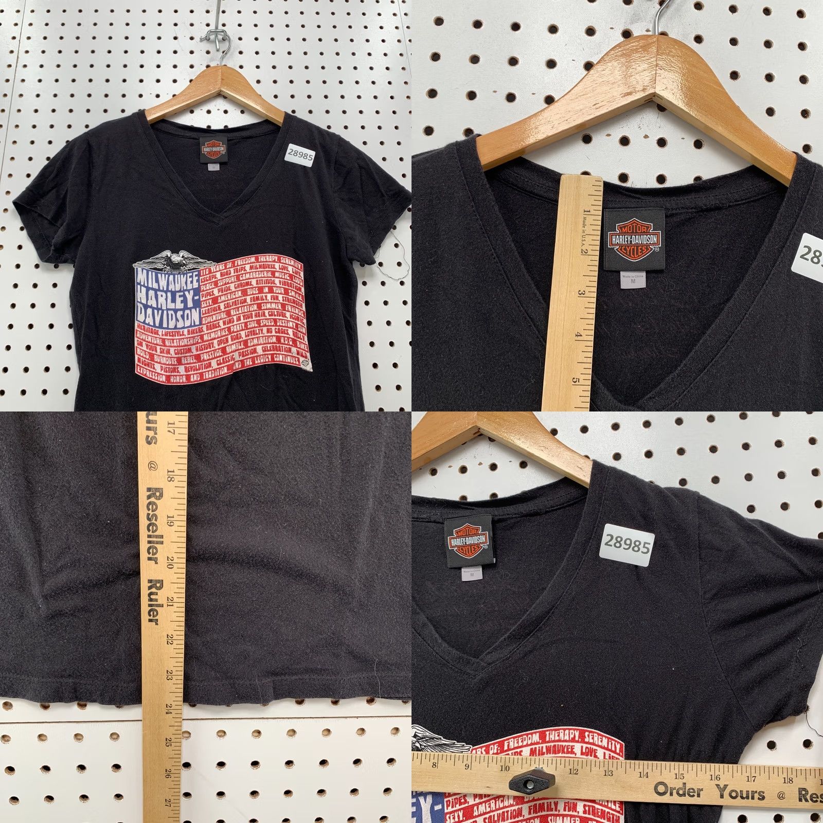 Harley Davidson Harley-Davidson Motorcycle Womens M Top Black USA Flag V-Neck T-Shirt Size M / US 6-8 / IT 42-44 - 9 Thumbnail