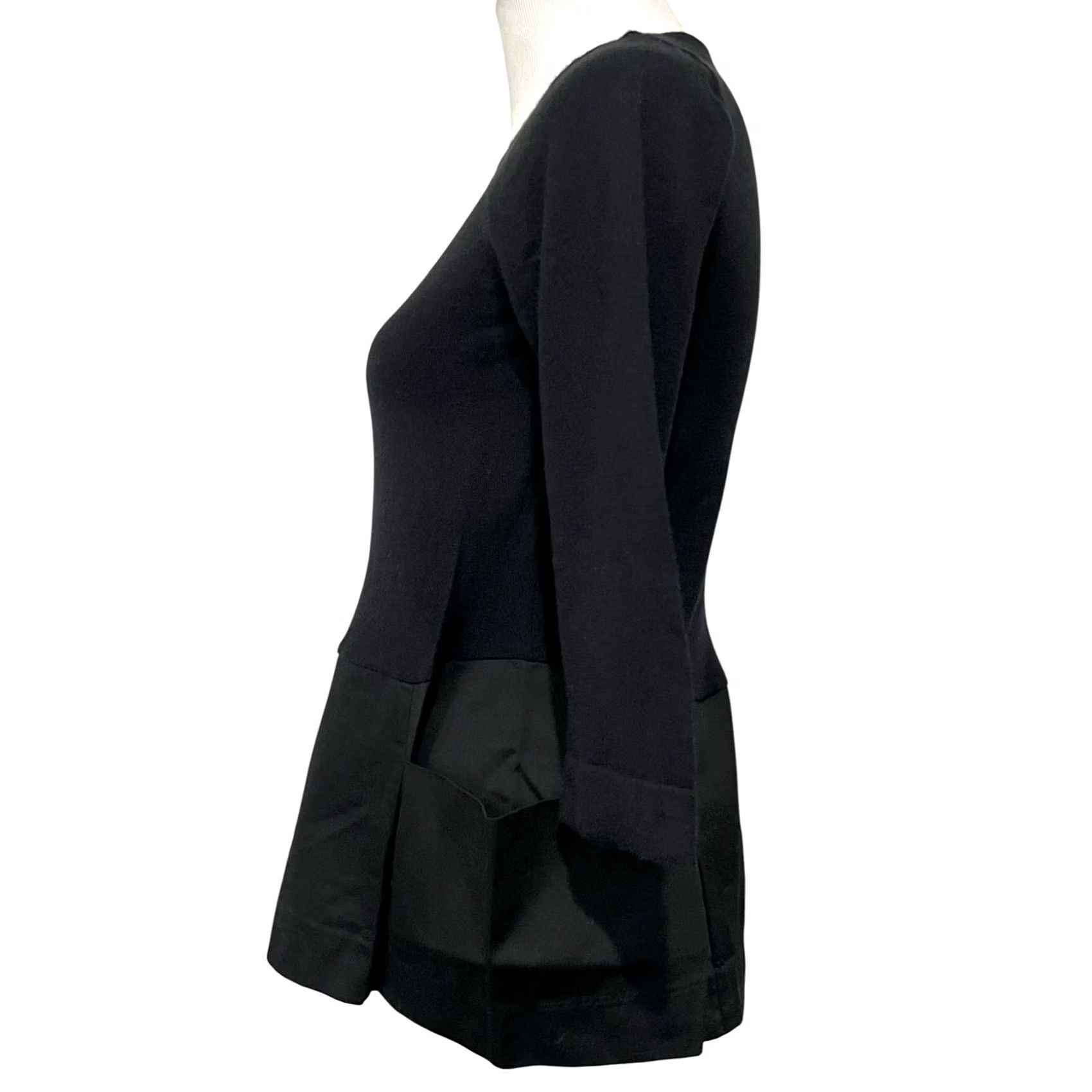 Anthropologie VINTAGE Moth Tunic Sweater Black 3/4 Sleeve Sz S Women Knit Pullover Minimalist Peplum Casual Fall Winter Spring Women Size S / US 4 / IT 40 - 5 Thumbnail