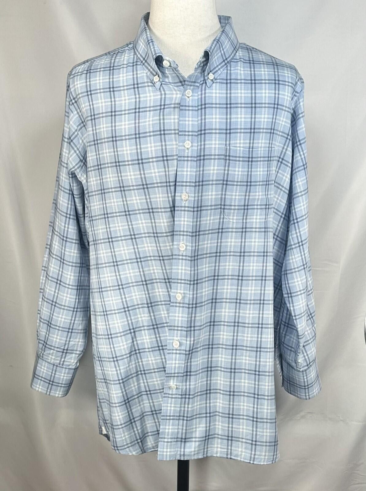 Oxxford Clothes Oxxford Clothes Check Tailored Oxford Button Up Blue Mens XL Size US XL / EU 56 / 4 - 1 Thumbnail