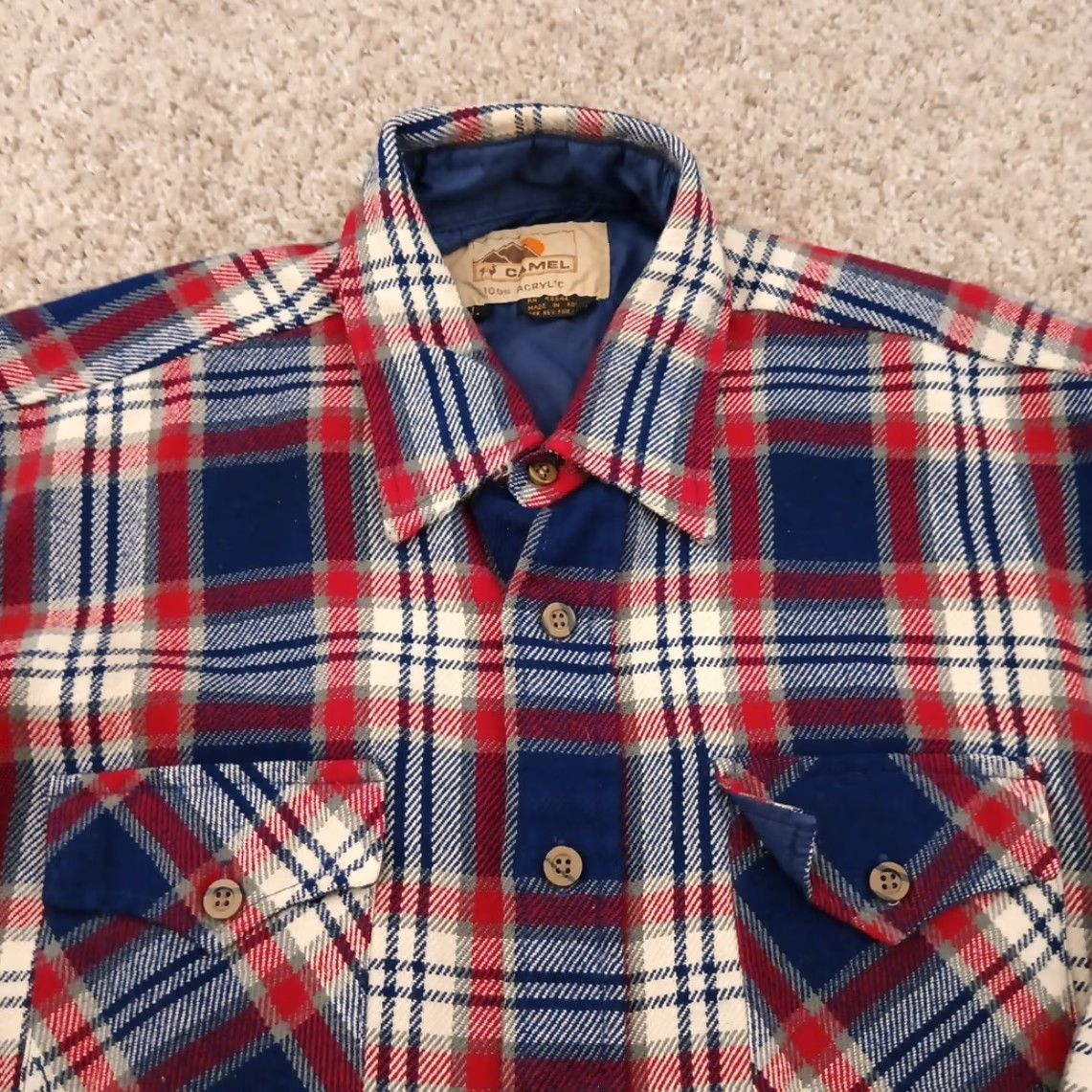 Camel VINTAGE Camel Shirt Mens L Red Plaid Long Sleeve Button Up Pockets Acrylic Size US L / EU 52-54 / 3 - 2 Thumbnail
