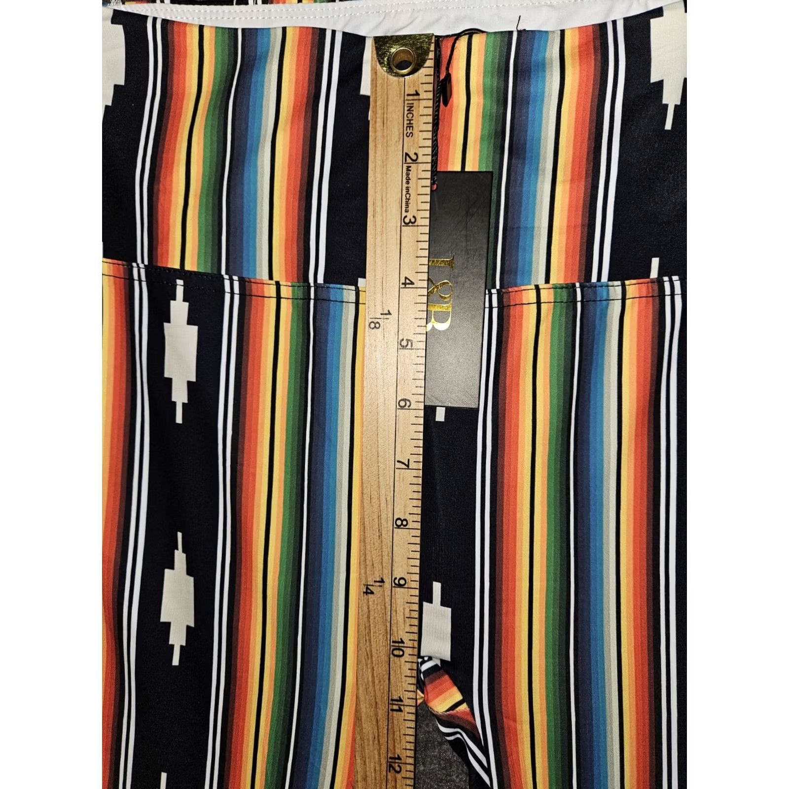 Vintage Lucky & Blessed Leggings NWT Women L Aztec Lace Ankle Striped High Rise Size 36" / US 14 / IT 50 - 4 Thumbnail