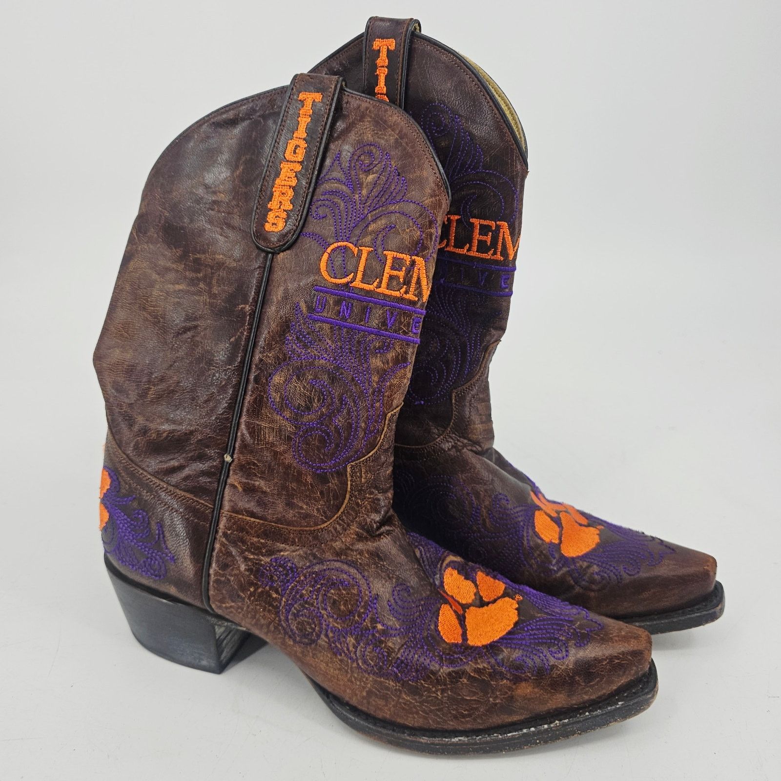NCAA × Other Gameday Clemson Tigers Logo Western Cowgirl Leather Boot 7 Size US 7 / IT 37 - 2 Thumbnail