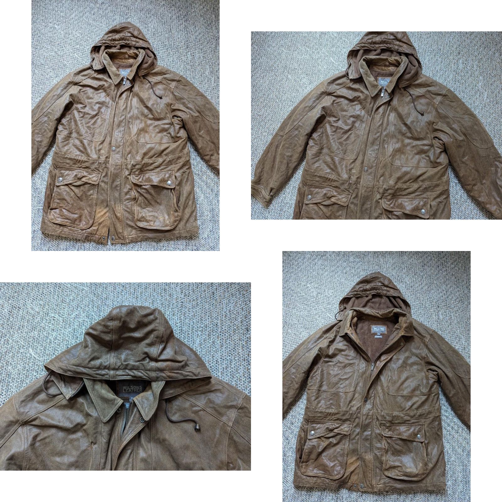 Vintage VINTAGE Wilsons leather SHEEPSKIN hooded parka XL brown coat Mens XS? Size US XL / EU 56 / 4 - 8 Thumbnail