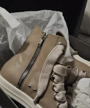 Rick Owens Rick Owens High Top Leather Jumbo Lace Pearl Milk Size US 10 / EU 43 - 10 Thumbnail
