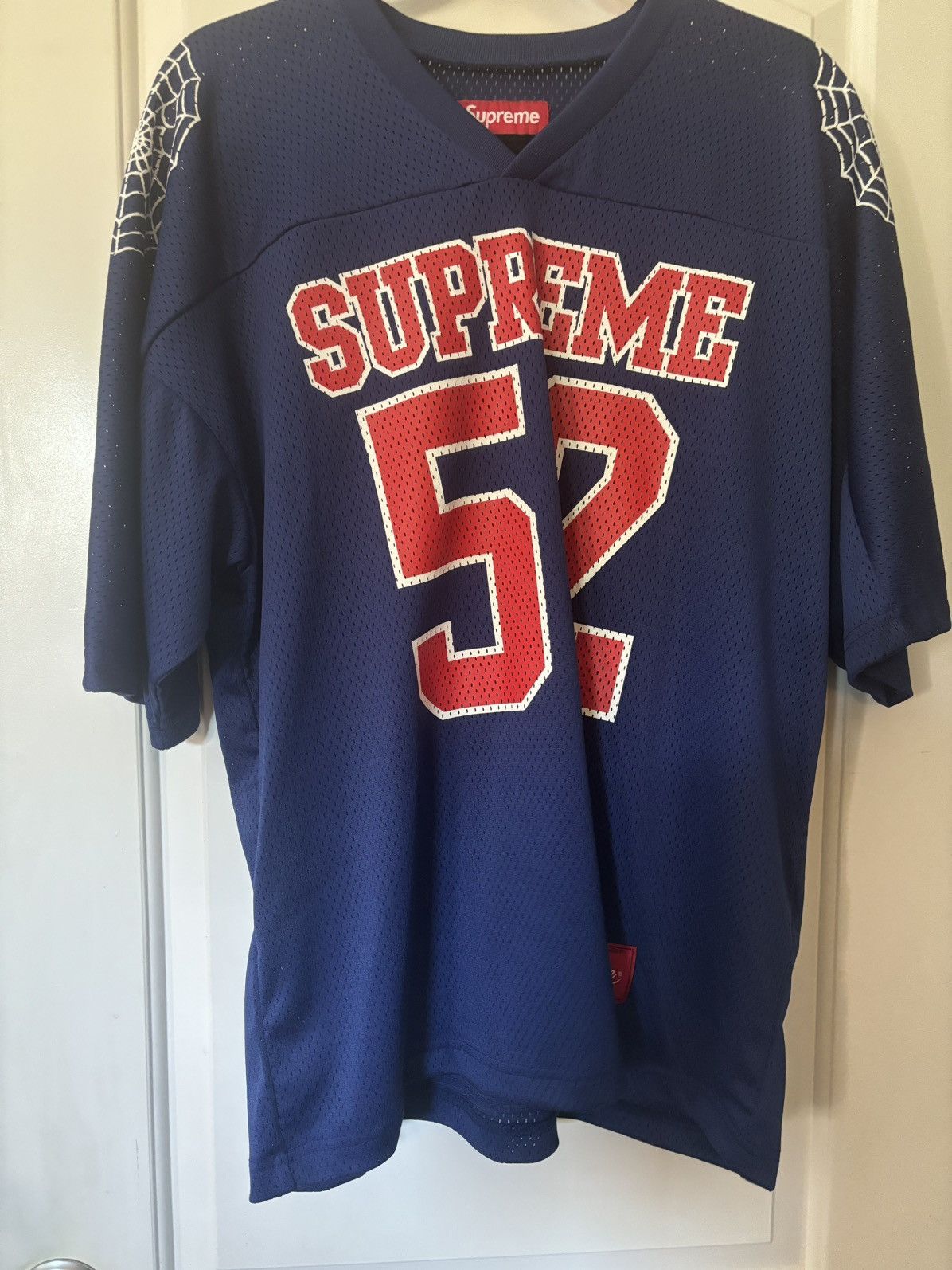 Supreme Spiderweb Football Jersey Navy
