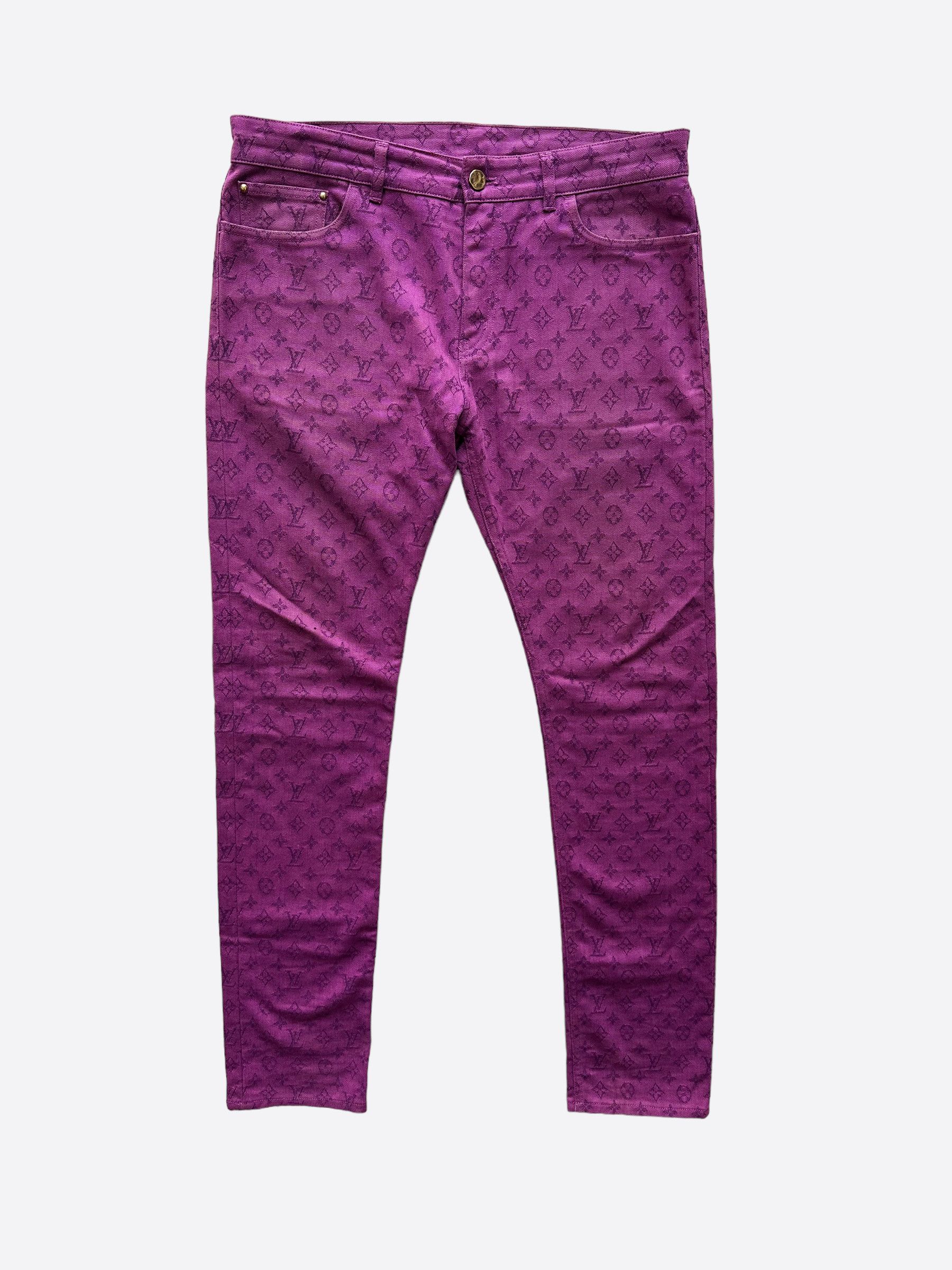 image of Louis Vuitton Purple Monogram Slim Jeans, Men's (Size 34)