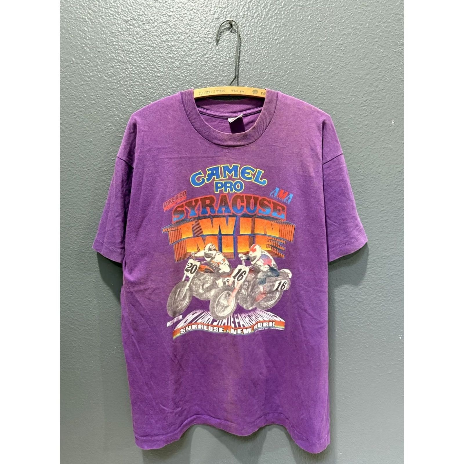 Camel VINTAGE Syracuse Mile Flat Track Racing Motorcycle Tee XL Purple Camel Pro 90s Mens Size US XL / EU 56 / 4 - 3 Thumbnail