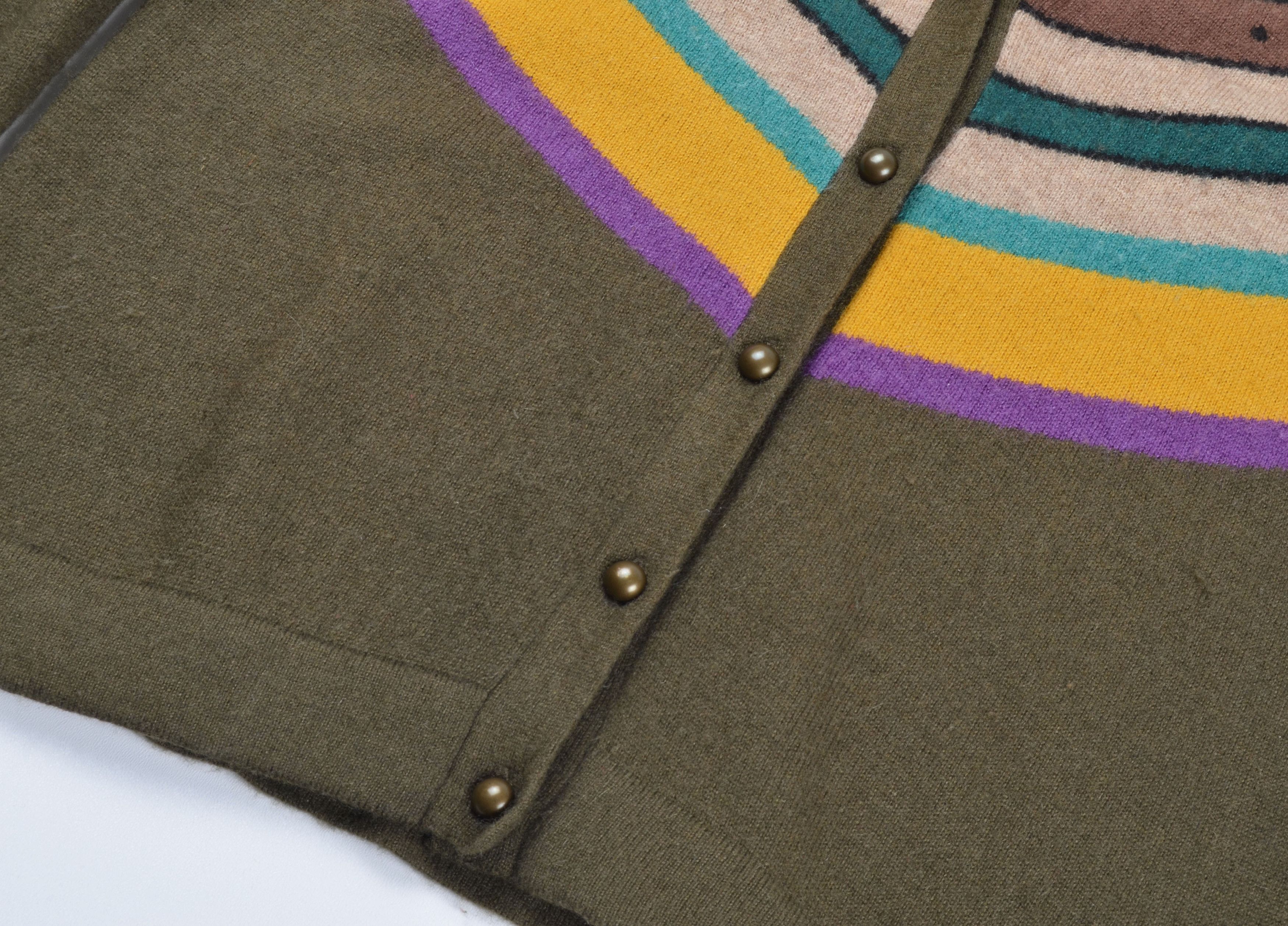 Weekend Max Mara Max Mara Weekend Soft Wool Multicolor V-Neck Cardigan Size L / US 10 / IT 46 - 6 Thumbnail