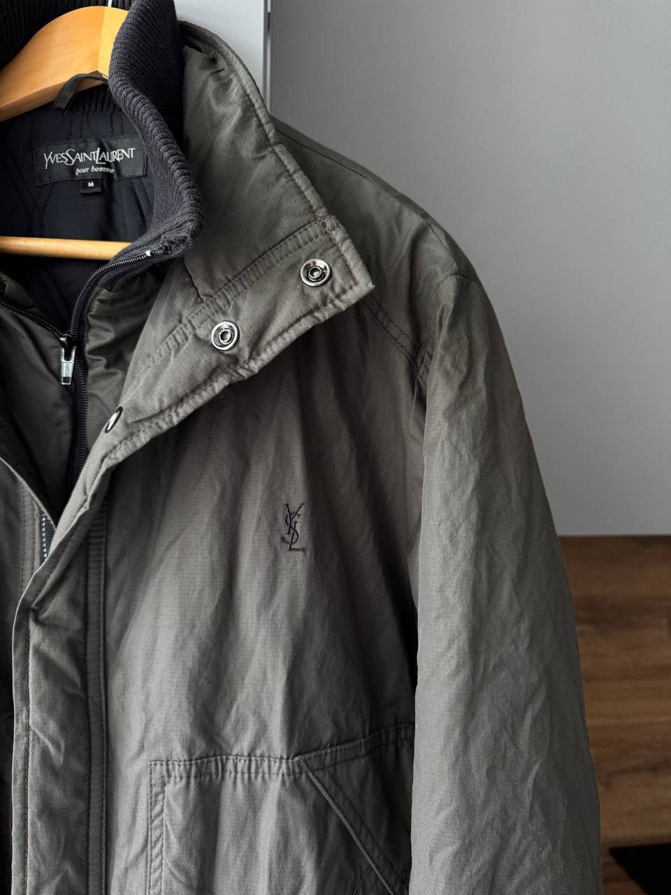 90S YSL Logo Gradient Cotton Nylon Warm Jacket Vintage