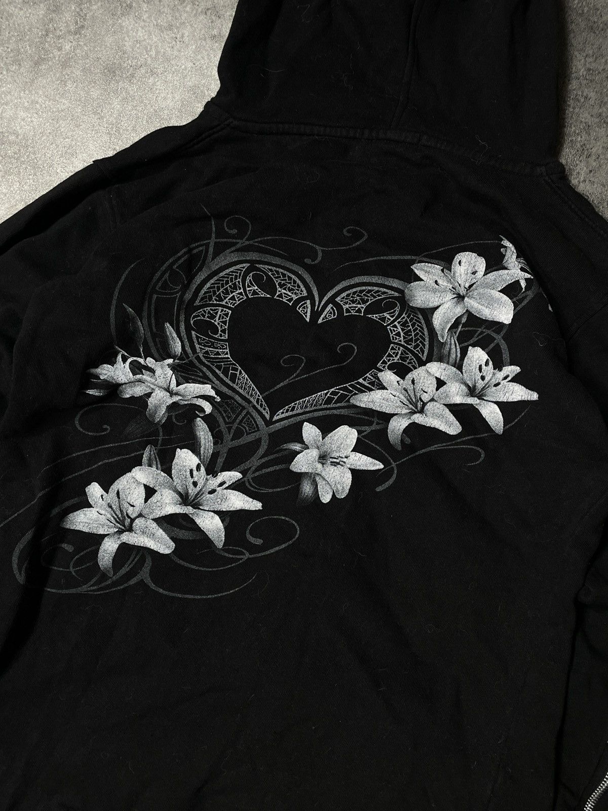 Vintage 🔥Offers🔥Vintage Y2K Hoodie Zip Flowers Love Rare Size L / US 10 / IT 46 - 3 Thumbnail