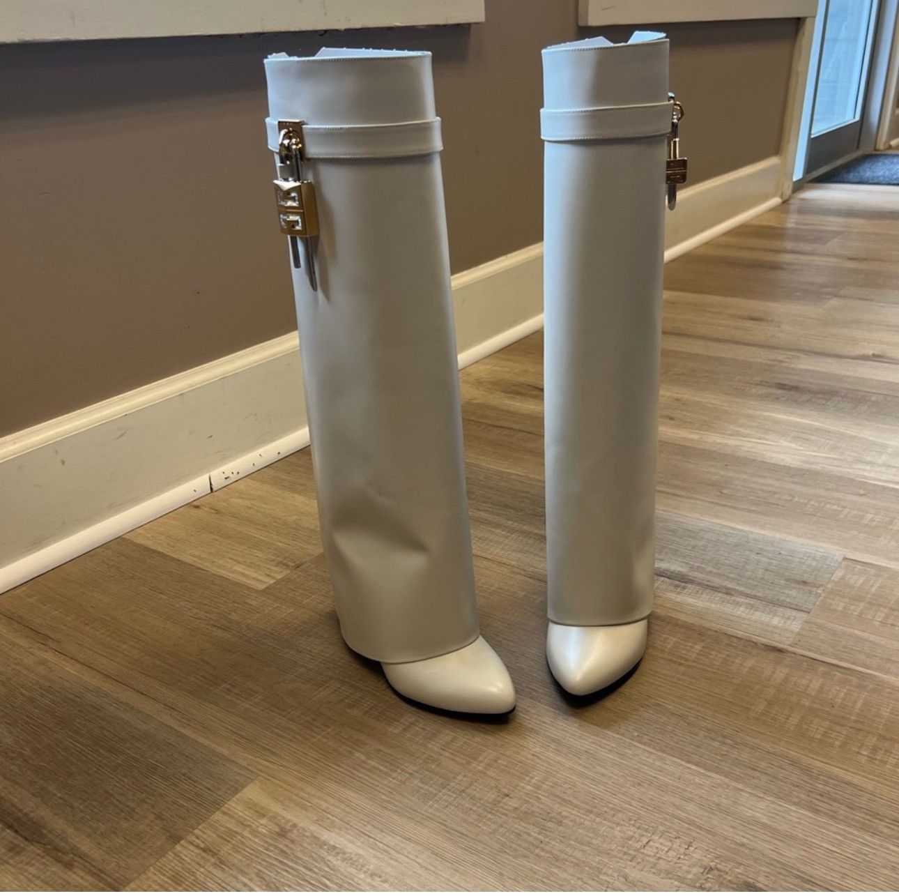 White Givenchy shark boots