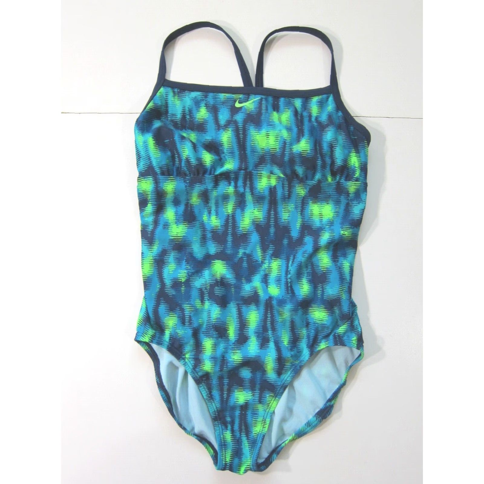 Nike Nike Blue Green Geometric Racerback Slimming Team One Piece Swimsuit Women 10 Size ONE SIZE - 7 Thumbnail