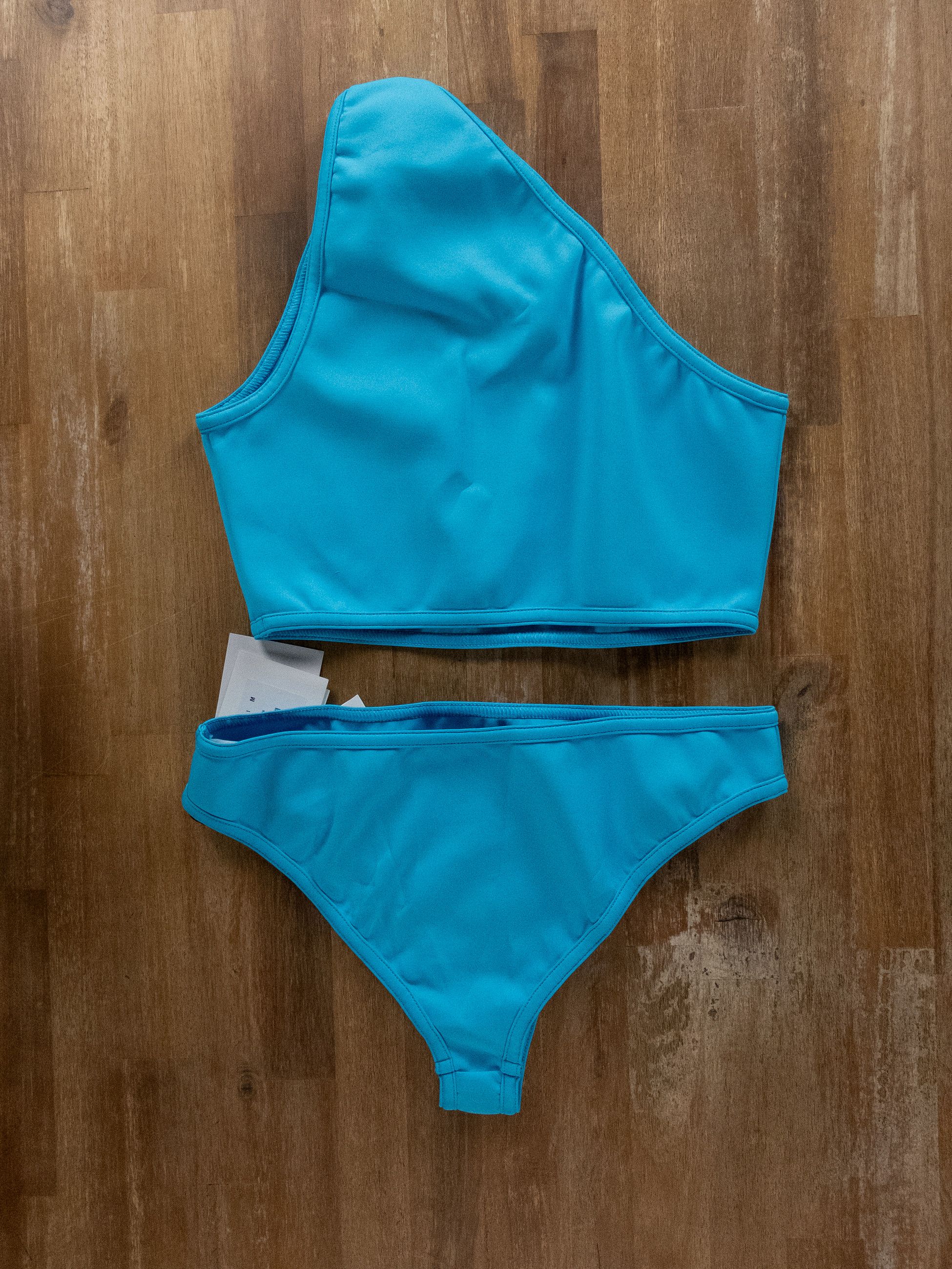 Bottega Veneta BOTTEGA VENETA blue two piece one shoulder bikini swimsuit M Size 28" / US 6 / IT 42 - 10 Thumbnail