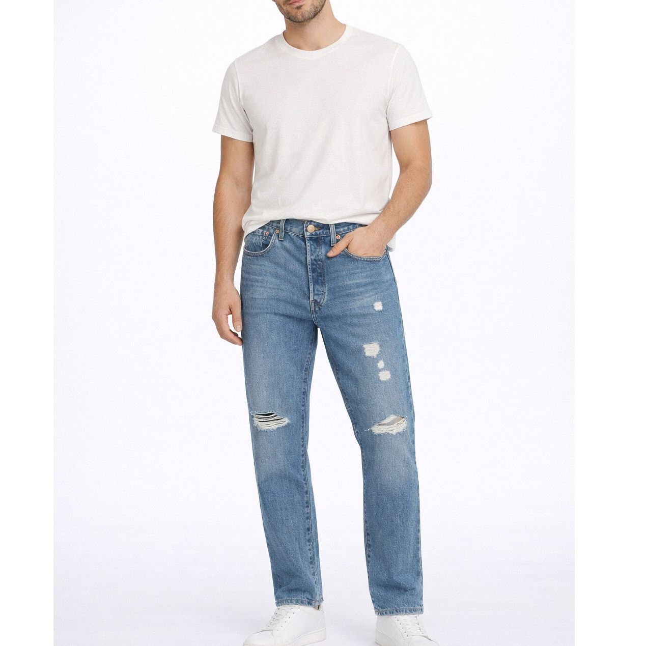 Levi's Levi's Distressed Button Fly Blue Jeans Men’s Size 30x30 Size US 30 / EU 46 - 1 Thumbnail
